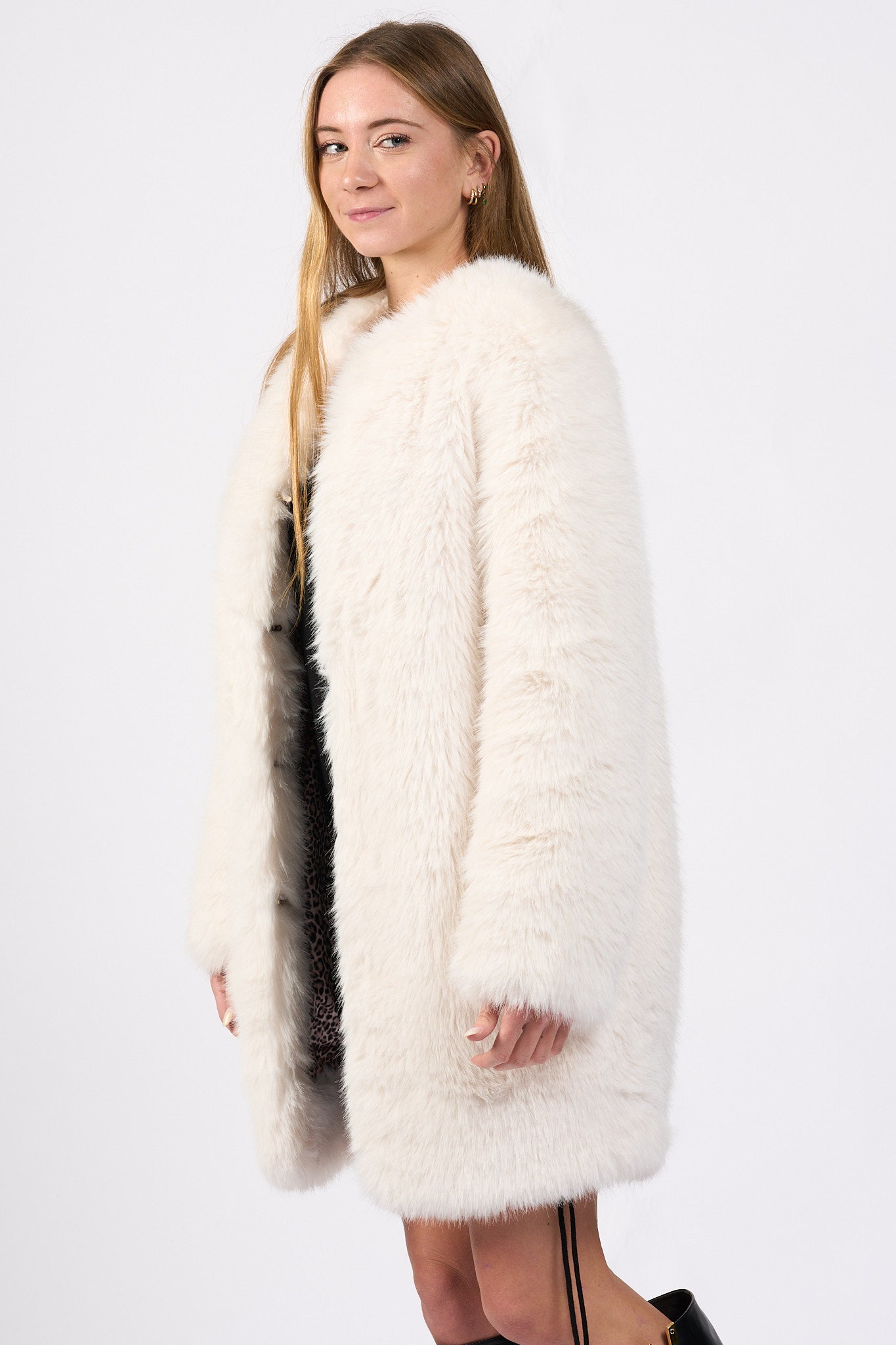 Blugirl Pelliccia Ecologica Bianco Donna-6