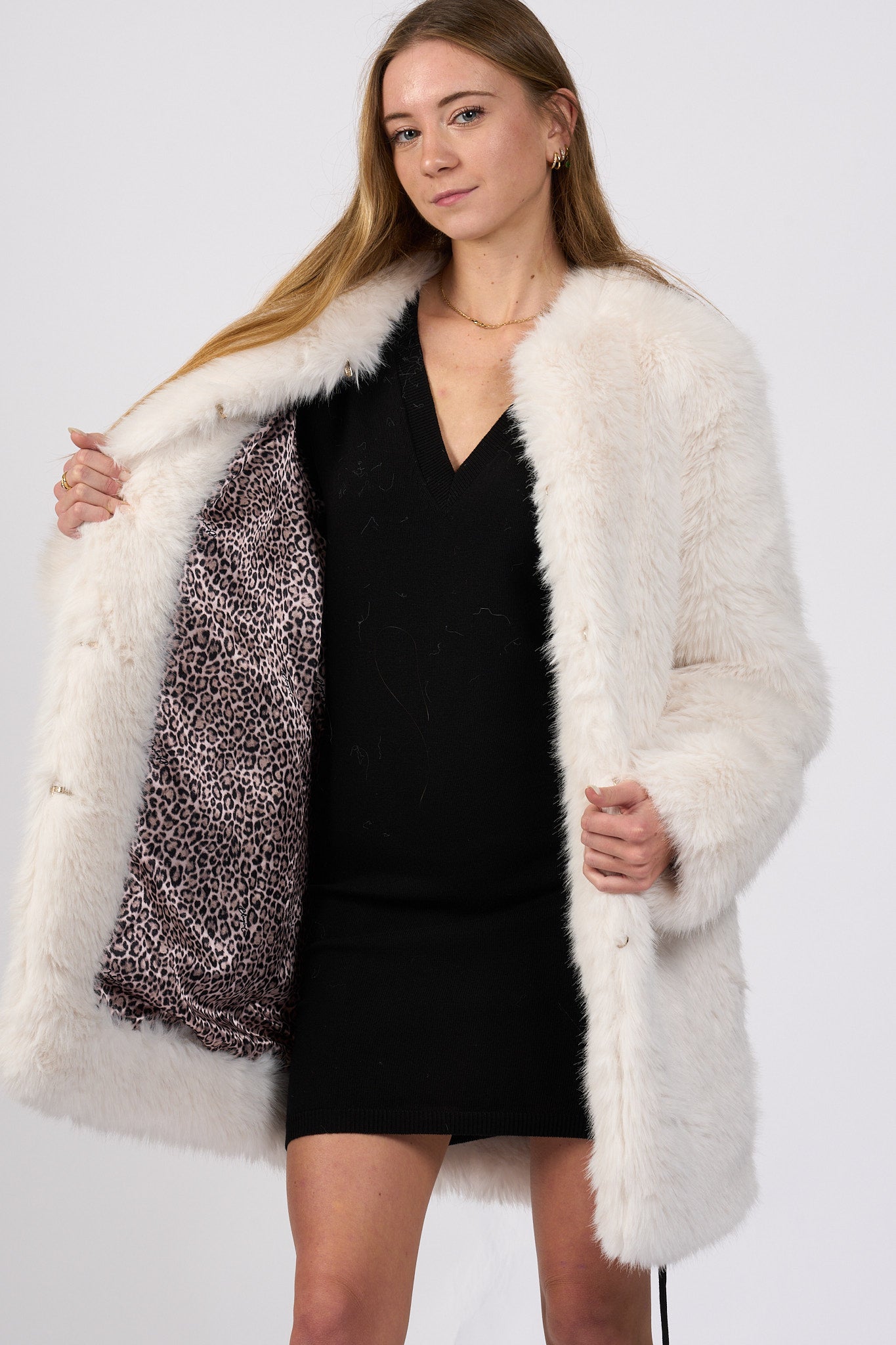 Blugirl Pelliccia Ecologica Bianco Donna-7