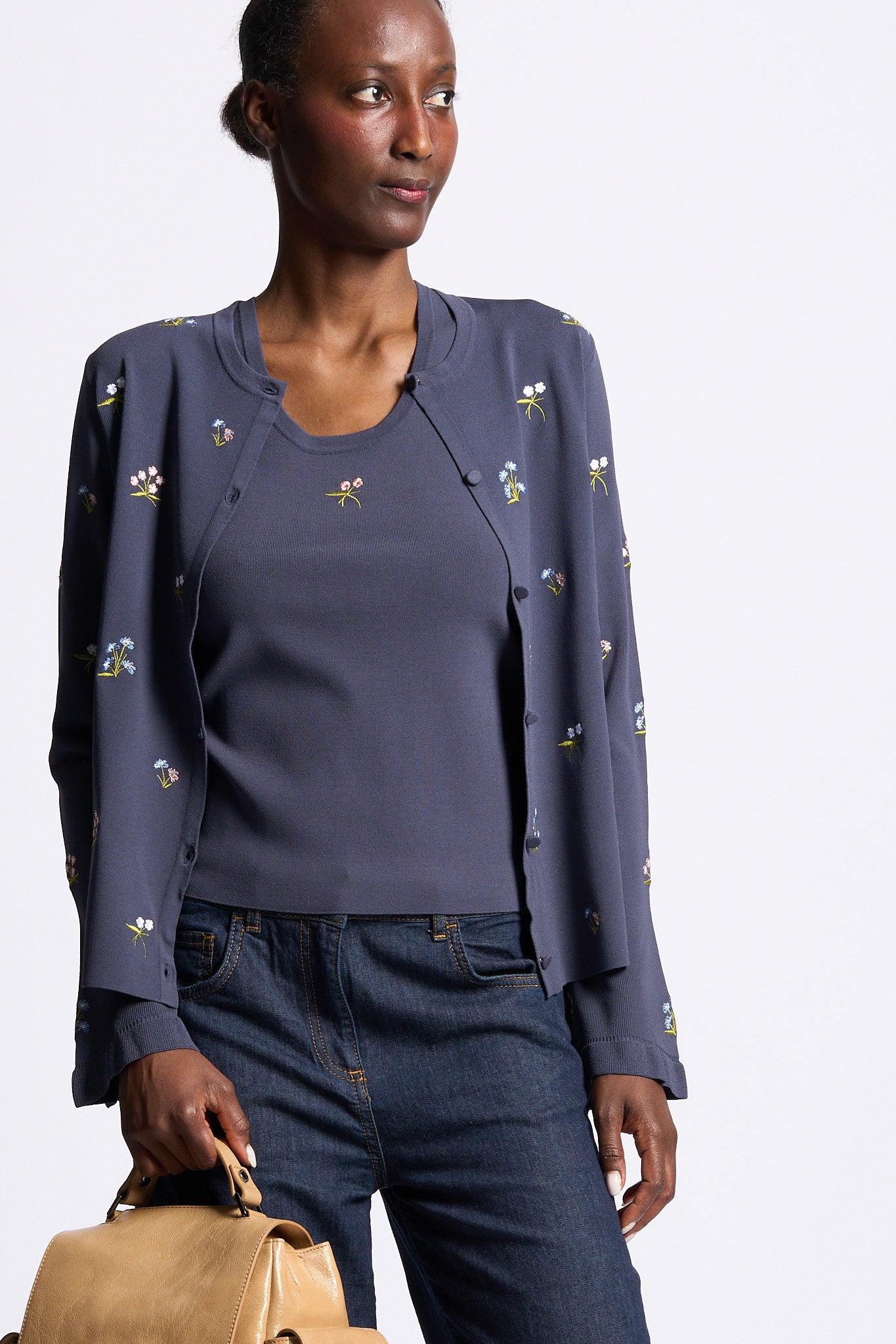 Blugirl Twin Set con Fiori Blu Donna-8