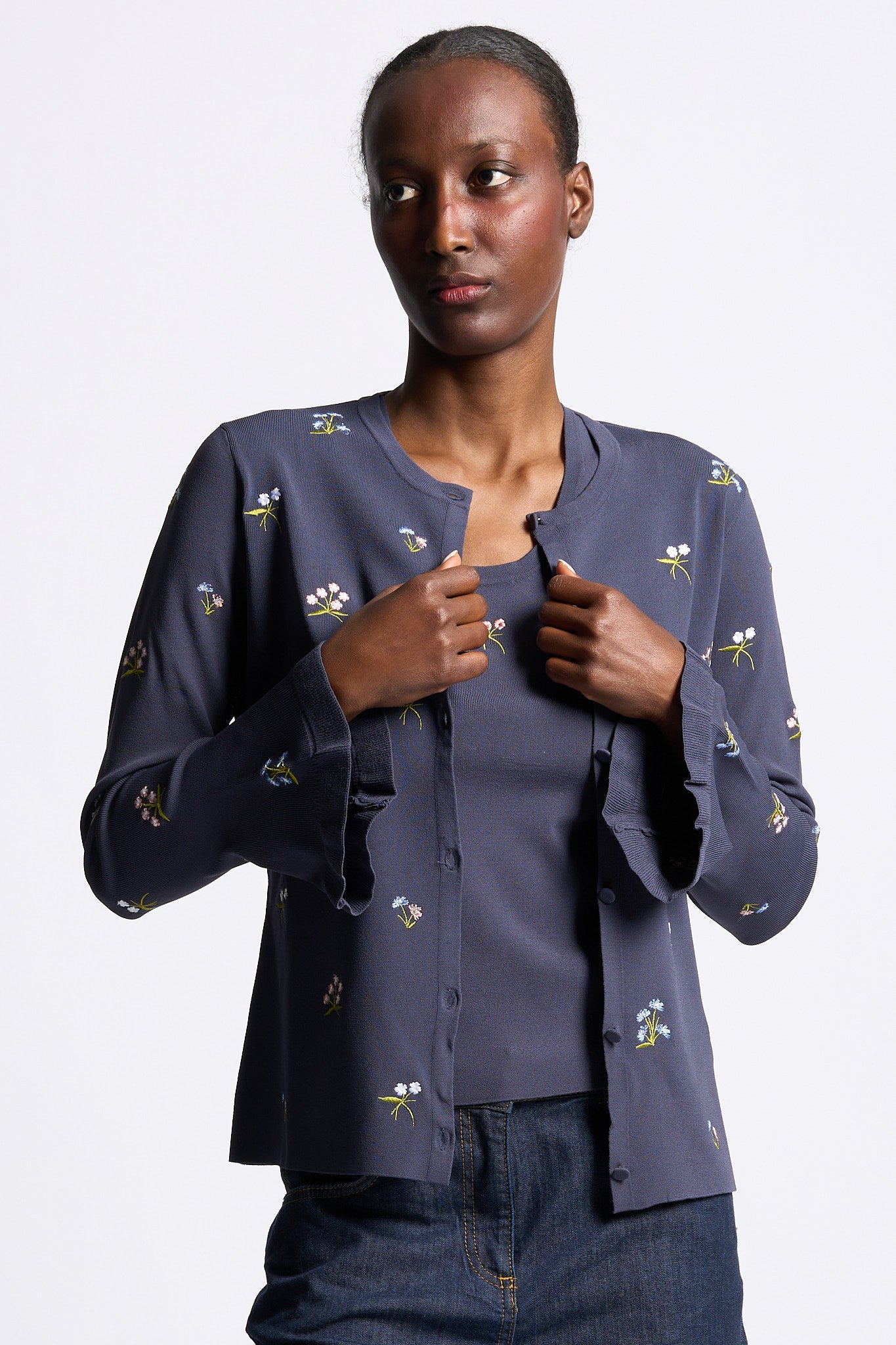 Blugirl Twin Set con Fiori Blu Donna-1