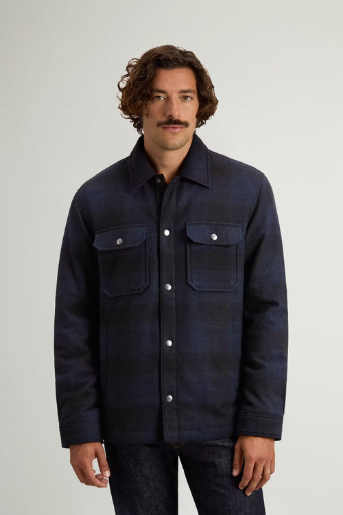 Woolrich Camicia Wool Alaska Check Blu Uomo imbottita