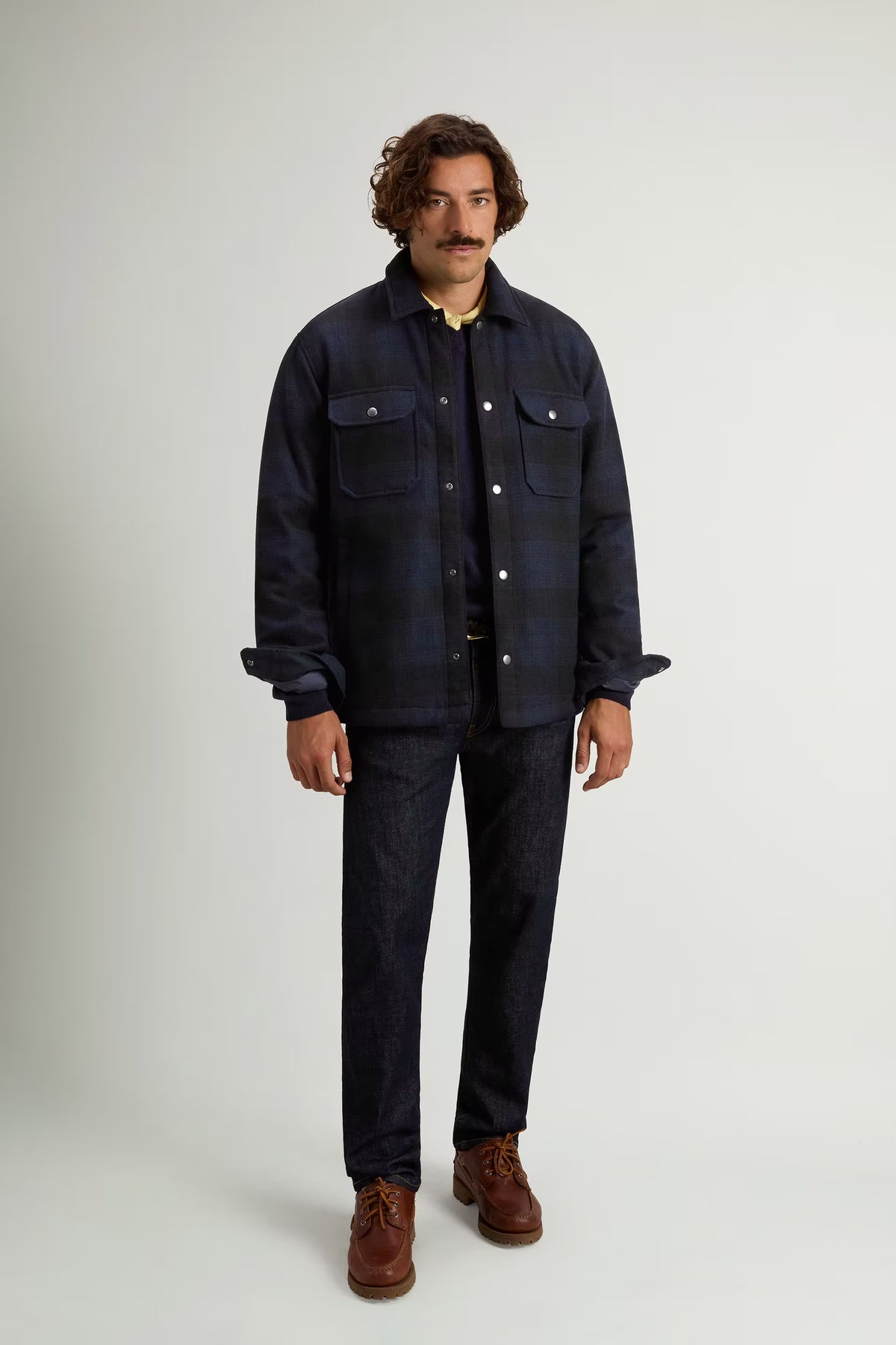 Woolrich Camicia Wool Alaska Check Blu Uomo imbottita-2