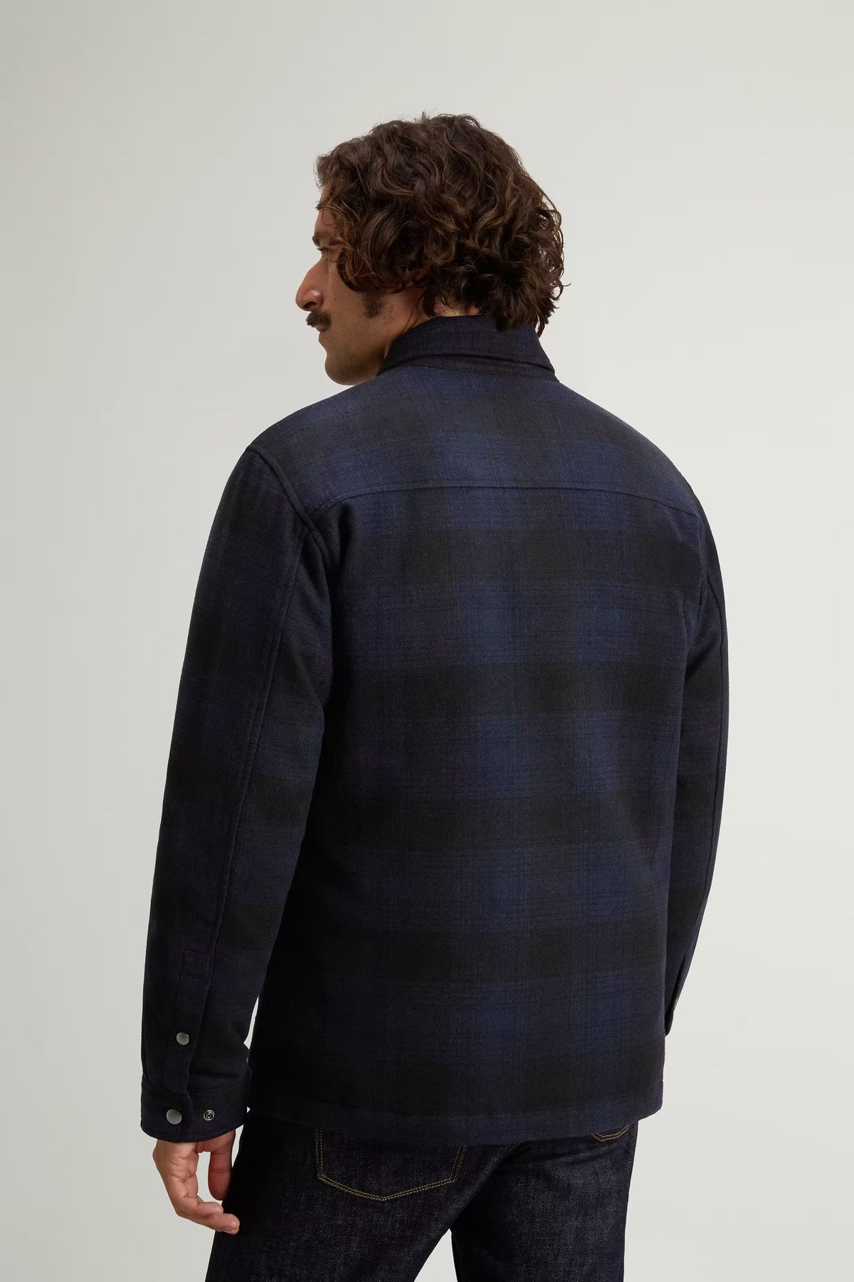 Woolrich Camicia Wool Alaska Check Blu Uomo imbottita-3