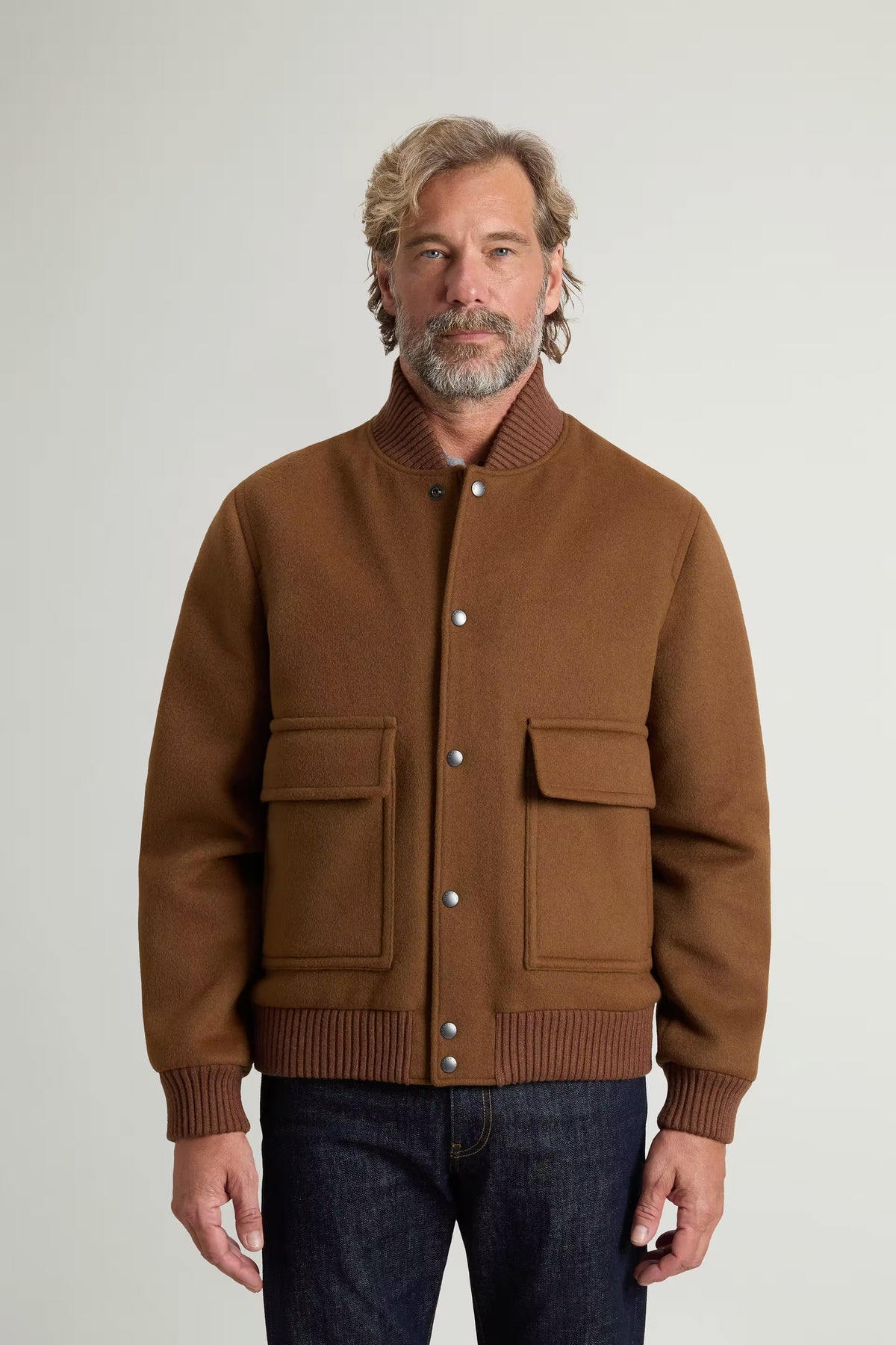 Woolrich Bomber Miles uomo cammello in misto lana-1