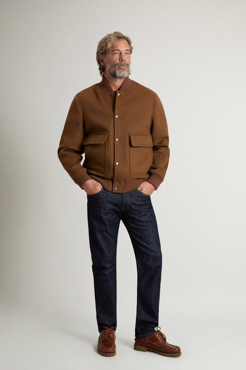 Woolrich Bomber Miles uomo cammello in misto lana-2