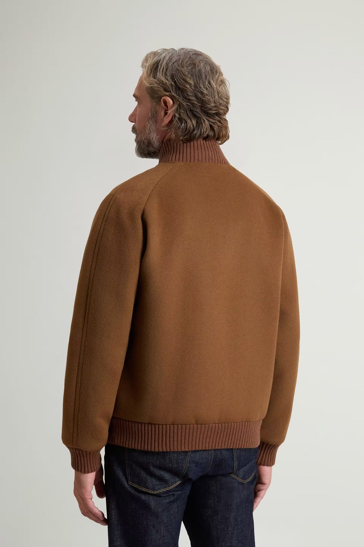 Woolrich Bomber Miles uomo cammello in misto lana-3