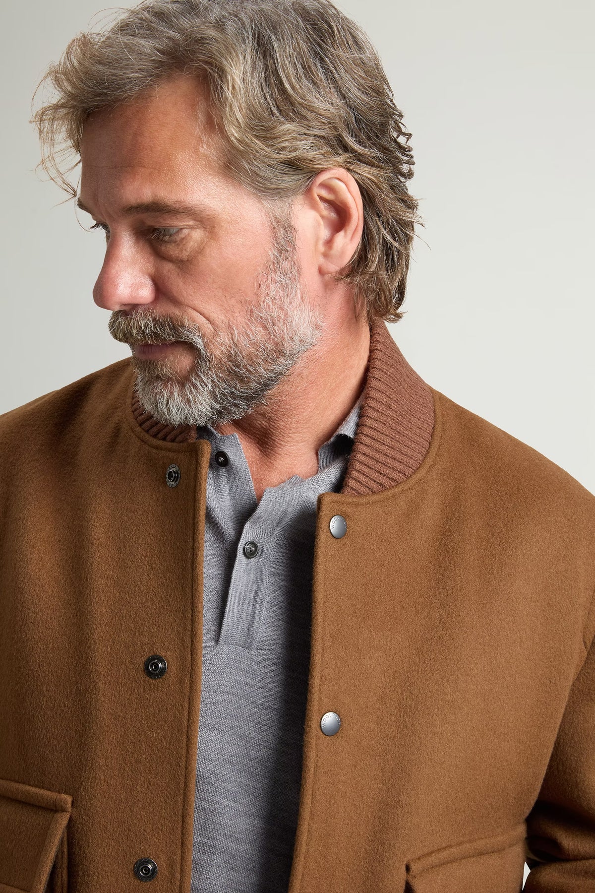 Woolrich Bomber Miles uomo cammello in misto lana-4