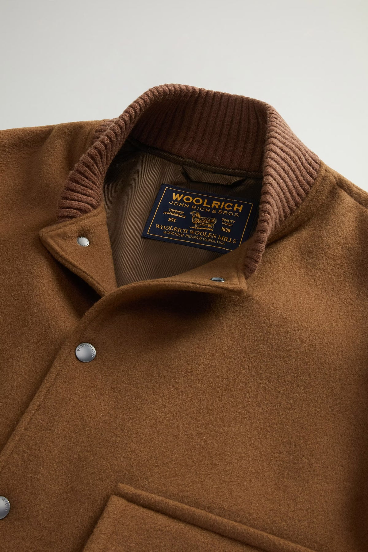 Woolrich Bomber Miles uomo cammello in misto lana-6