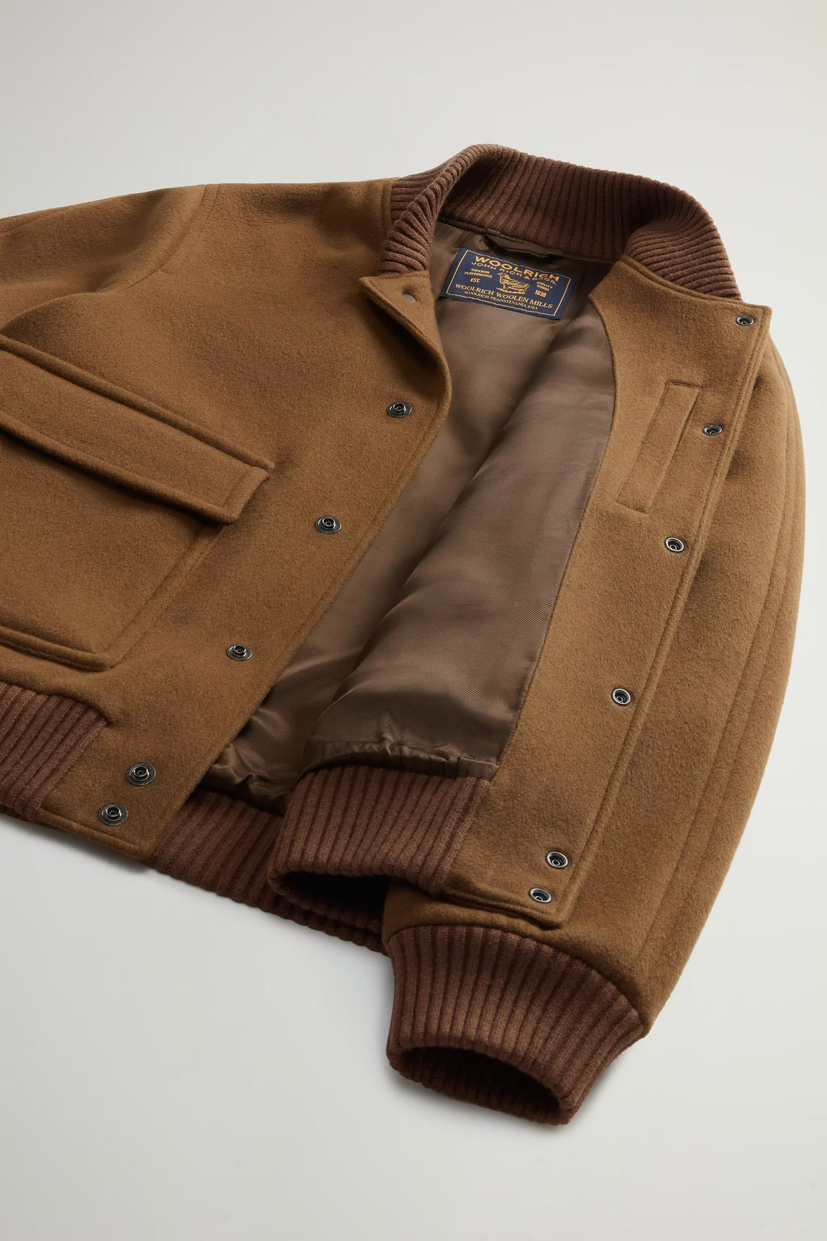 Woolrich Bomber Miles uomo cammello in misto lana-8
