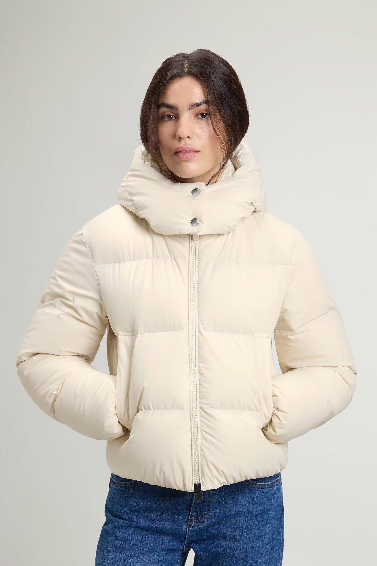 Woolrich Parka Madison Latte Donna con cappuccio-1
