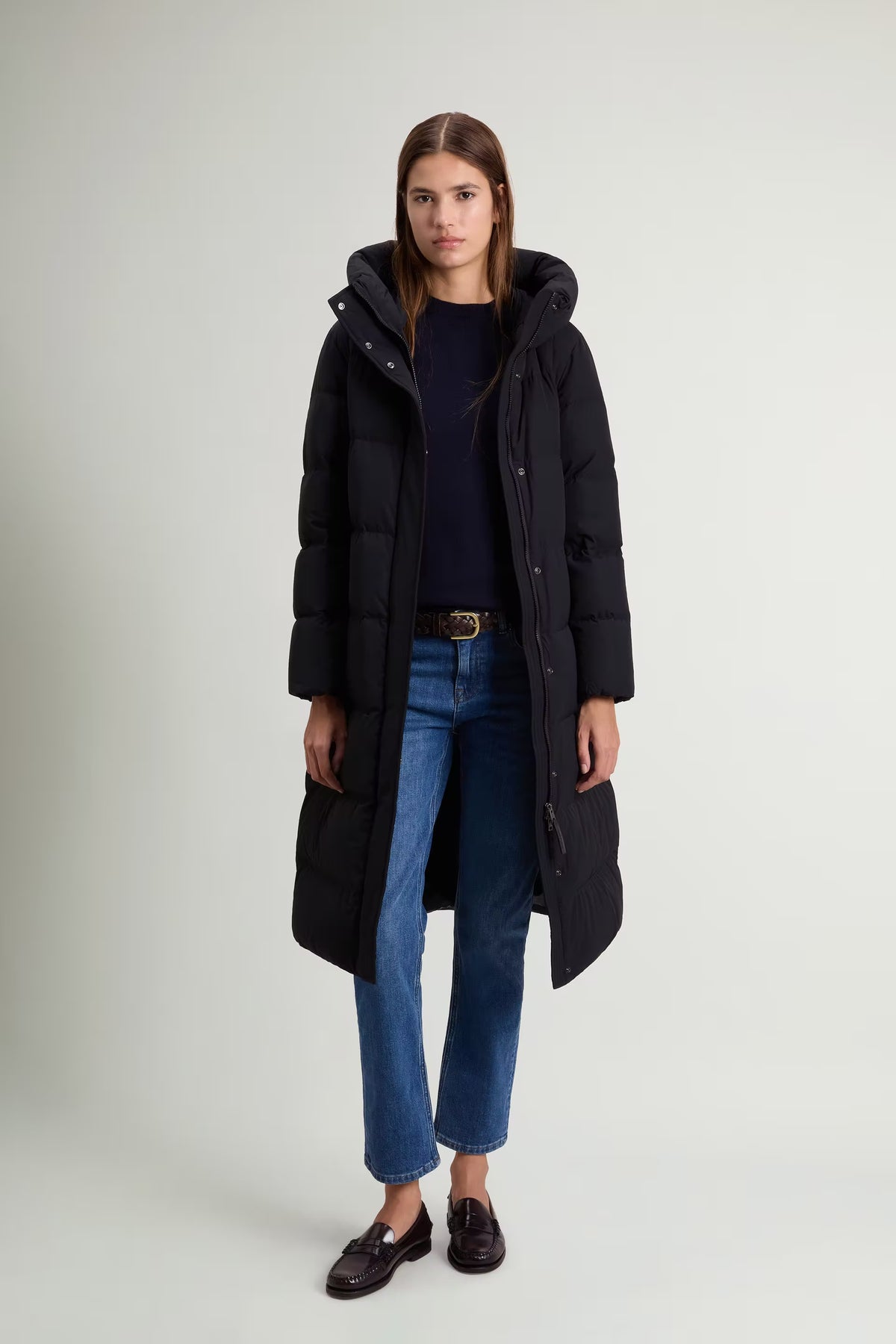 Woolrich Parka Madison Lungo Nero da donna trapuntato-2