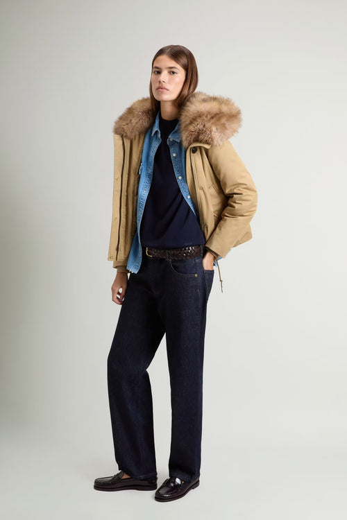 Woolrich Parka Best Faux Corto Senape da Donna-2