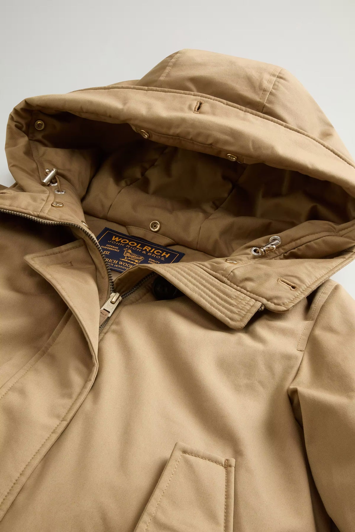 Woolrich Parka Best Faux Corto Senape da Donna-7