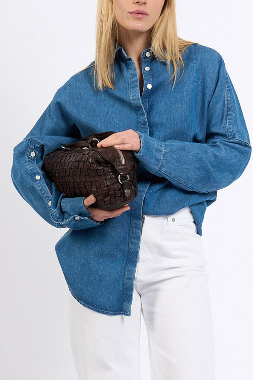 Campomaggi Bauletto SIRMIONE in Pelle Intrecciata Moro Donna-2