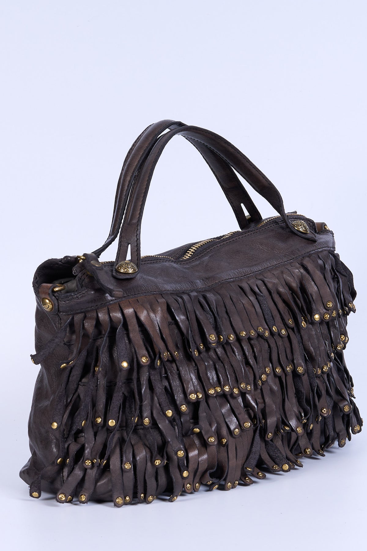 Campomaggi Borsa Melissa Shopping Frange Fango Donna-3