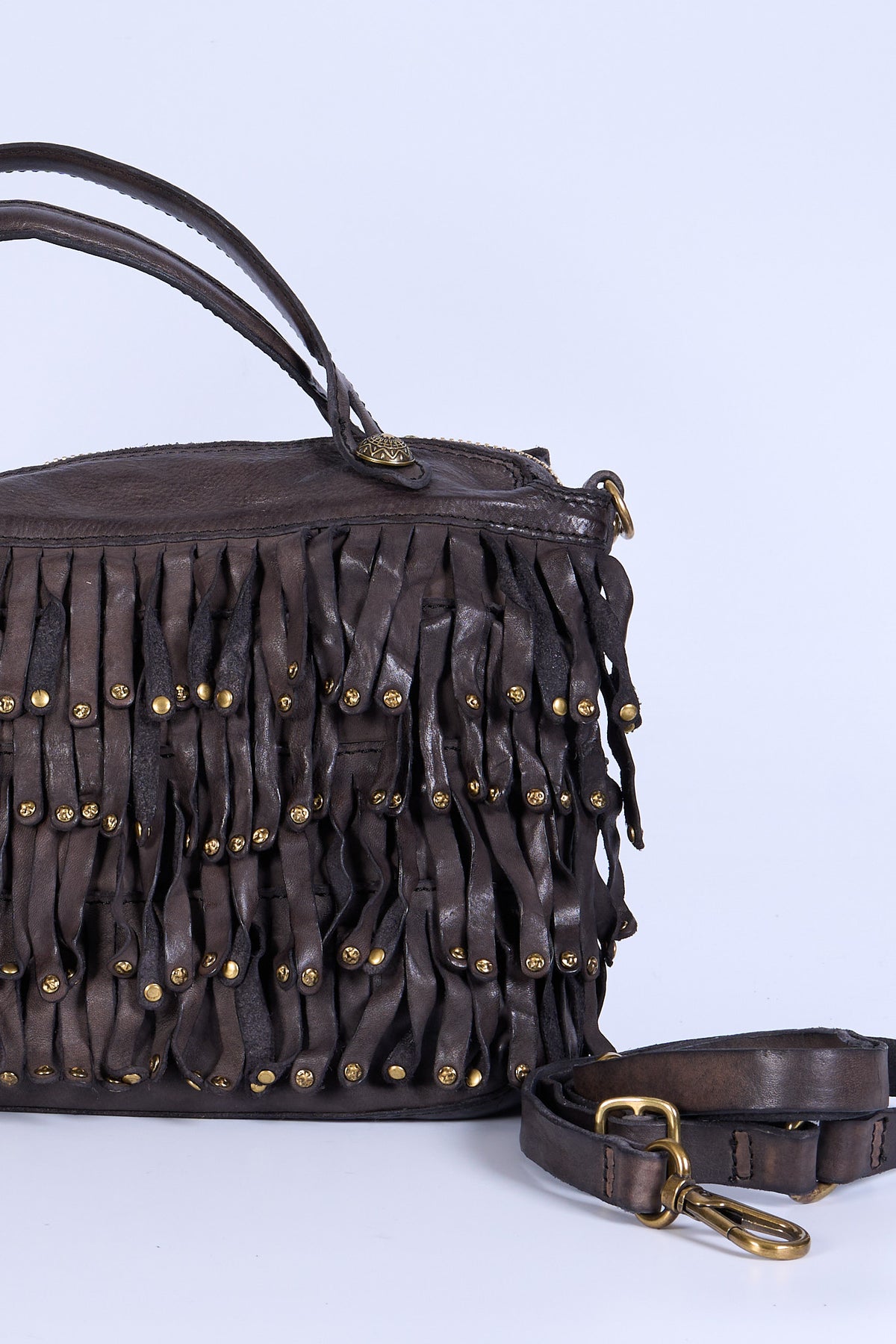 Campomaggi Borsa Melissa Shopping Frange Fango Donna-6