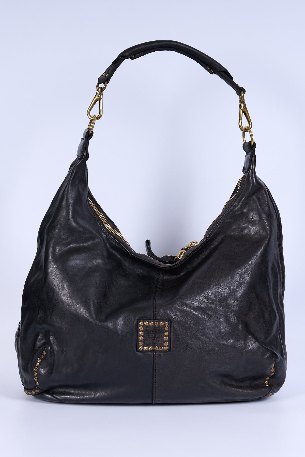 Campomaggi Borsa Wanda Monospalla Rivetti Nero Donna-5