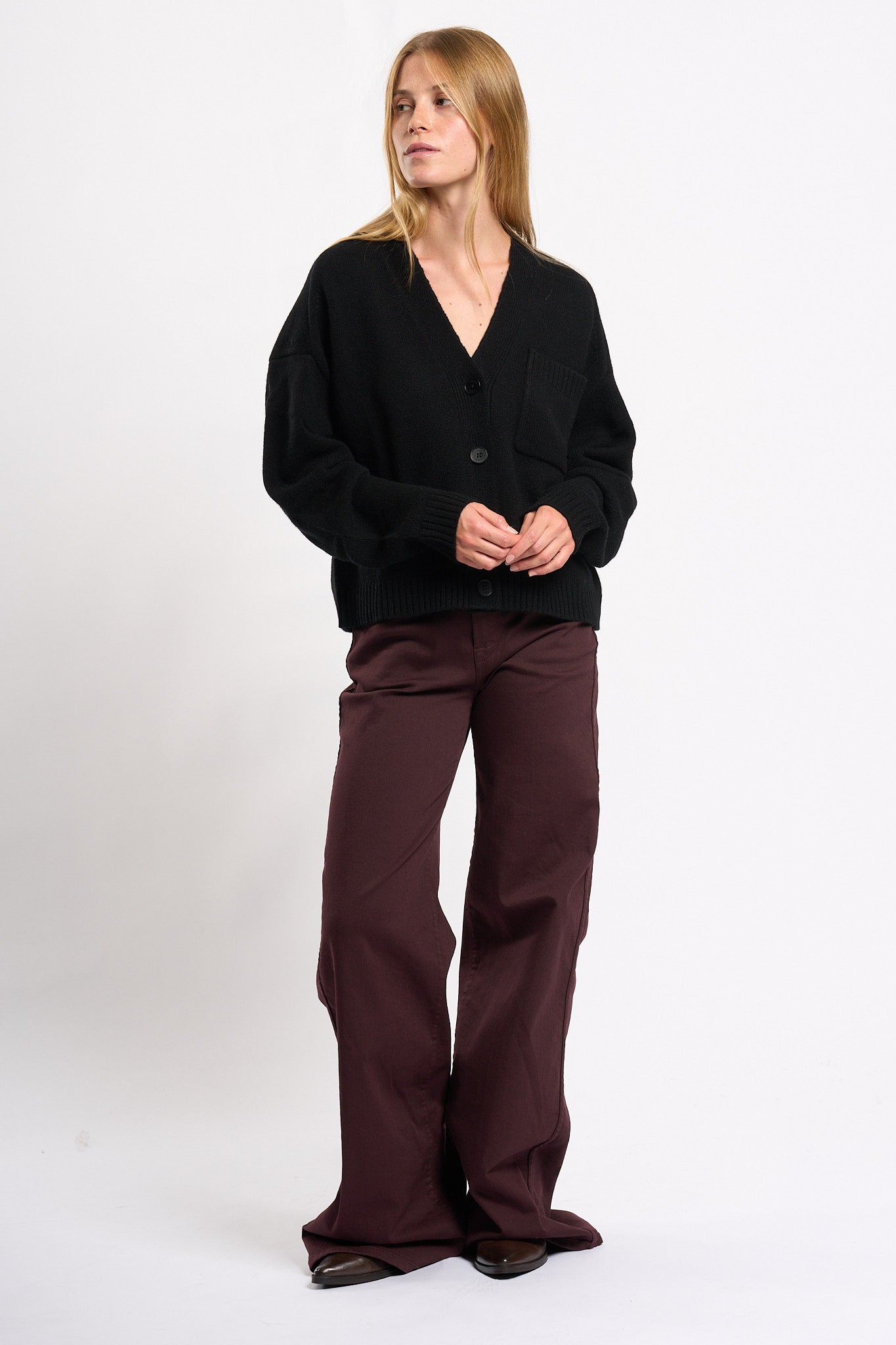 Circus Hotel Cardigan Cashmere Nero Donna-3