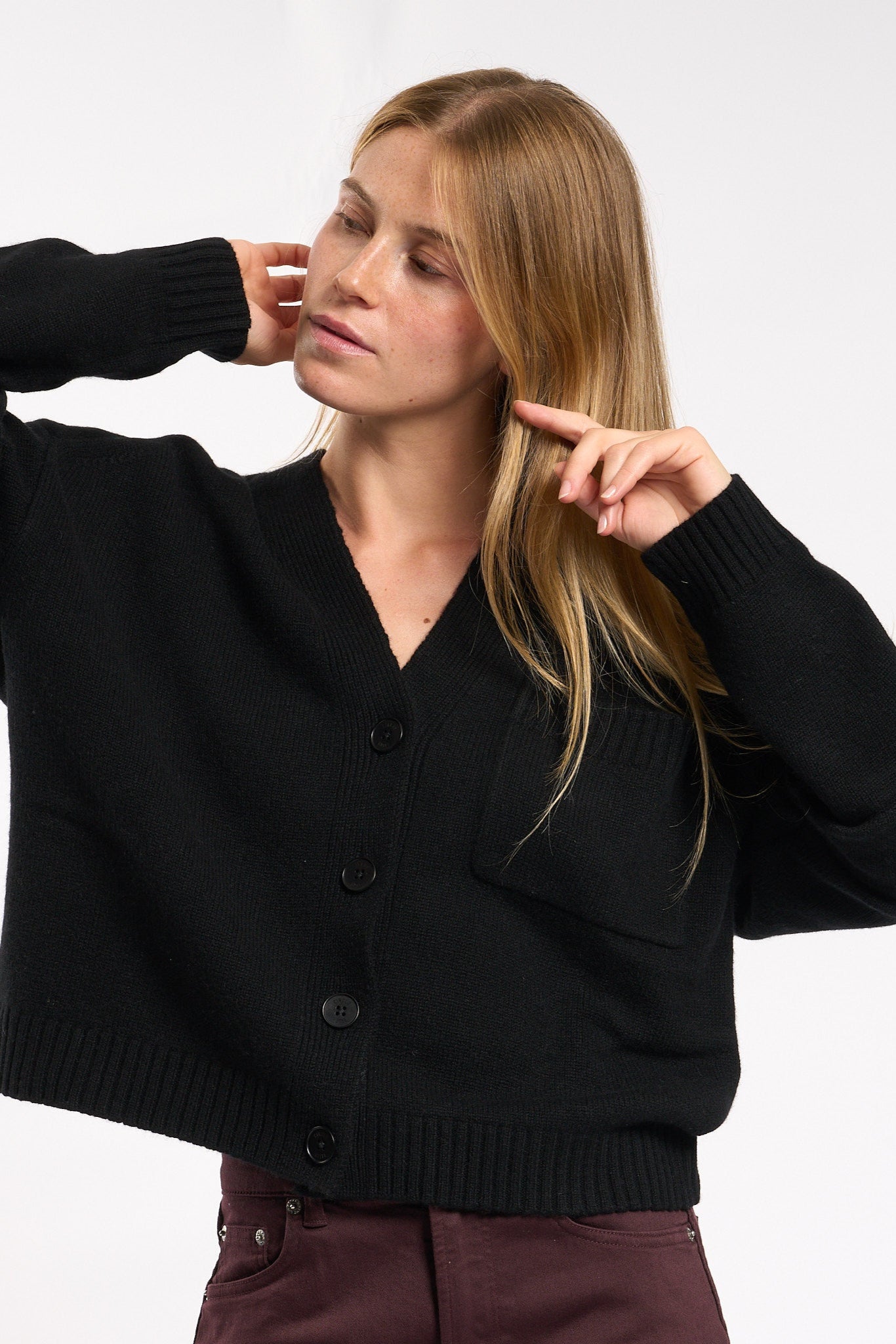Circus Hotel Cardigan Cashmere Nero Donna-1