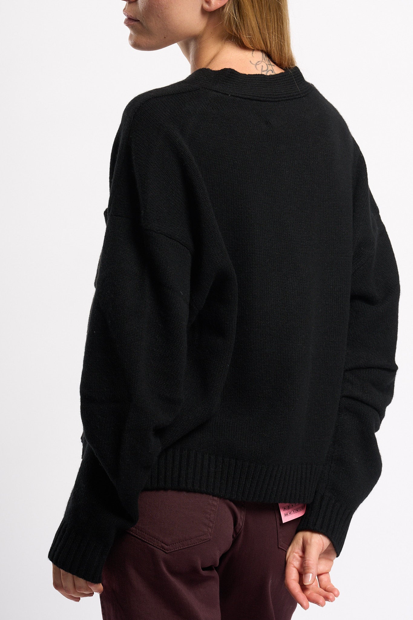 Circus Hotel Cardigan Cashmere Nero Donna-5