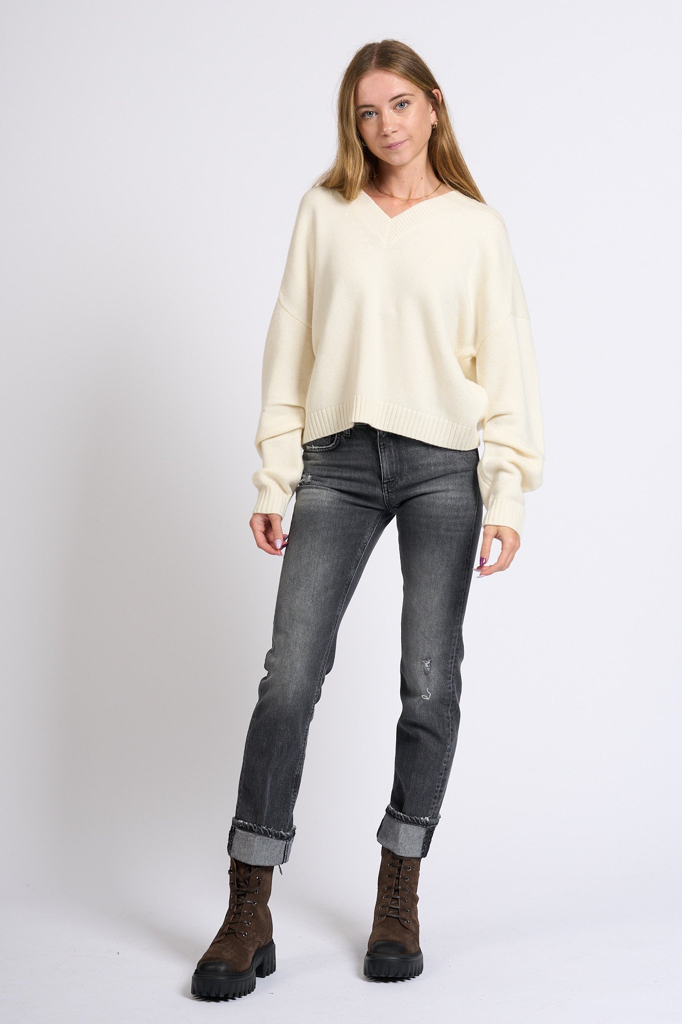 Circus Hotel Maglia Cashmere Panna Donna-8
