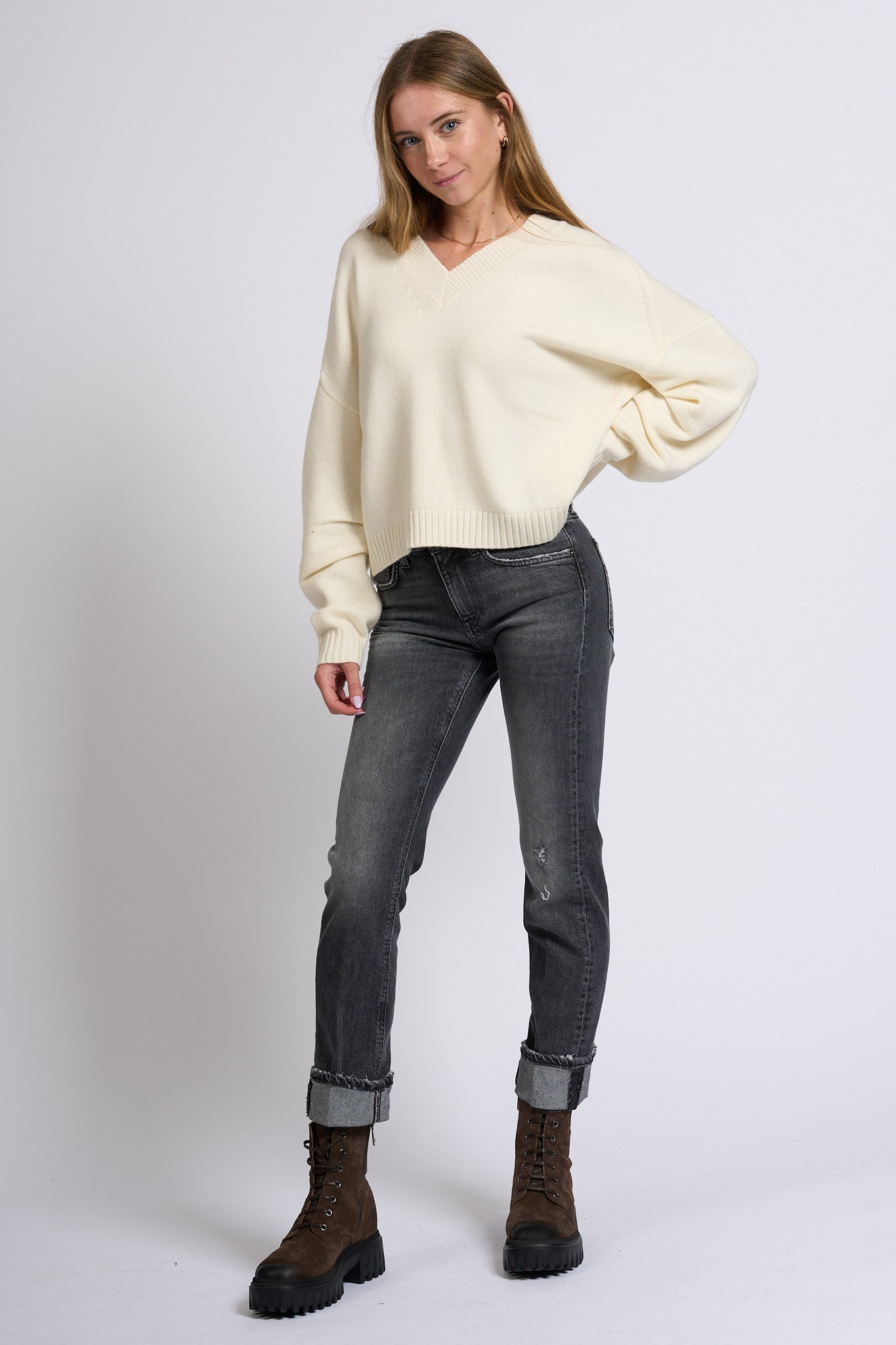 Circus Hotel Maglia Cashmere Panna Donna-5