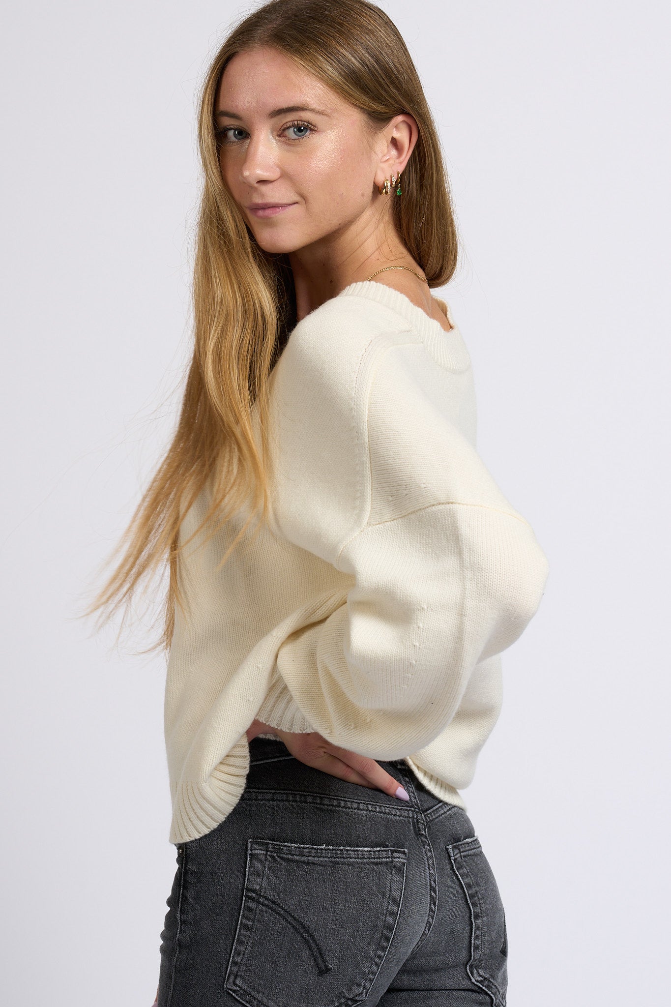Circus Hotel Maglia Cashmere Panna Donna-3