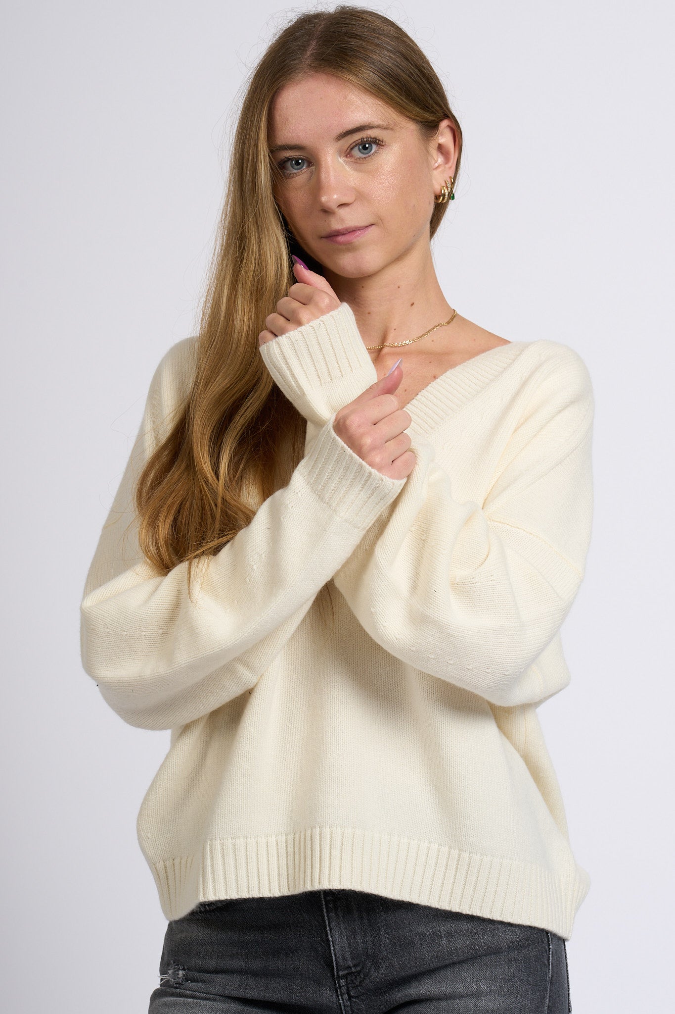 Circus Hotel Maglia Cashmere Panna Donna-4