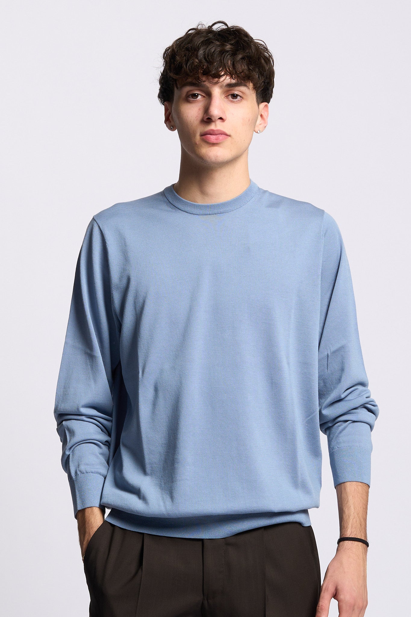 Claq Maglia Cotone e Seta Carta da Zucchero Uomo-1