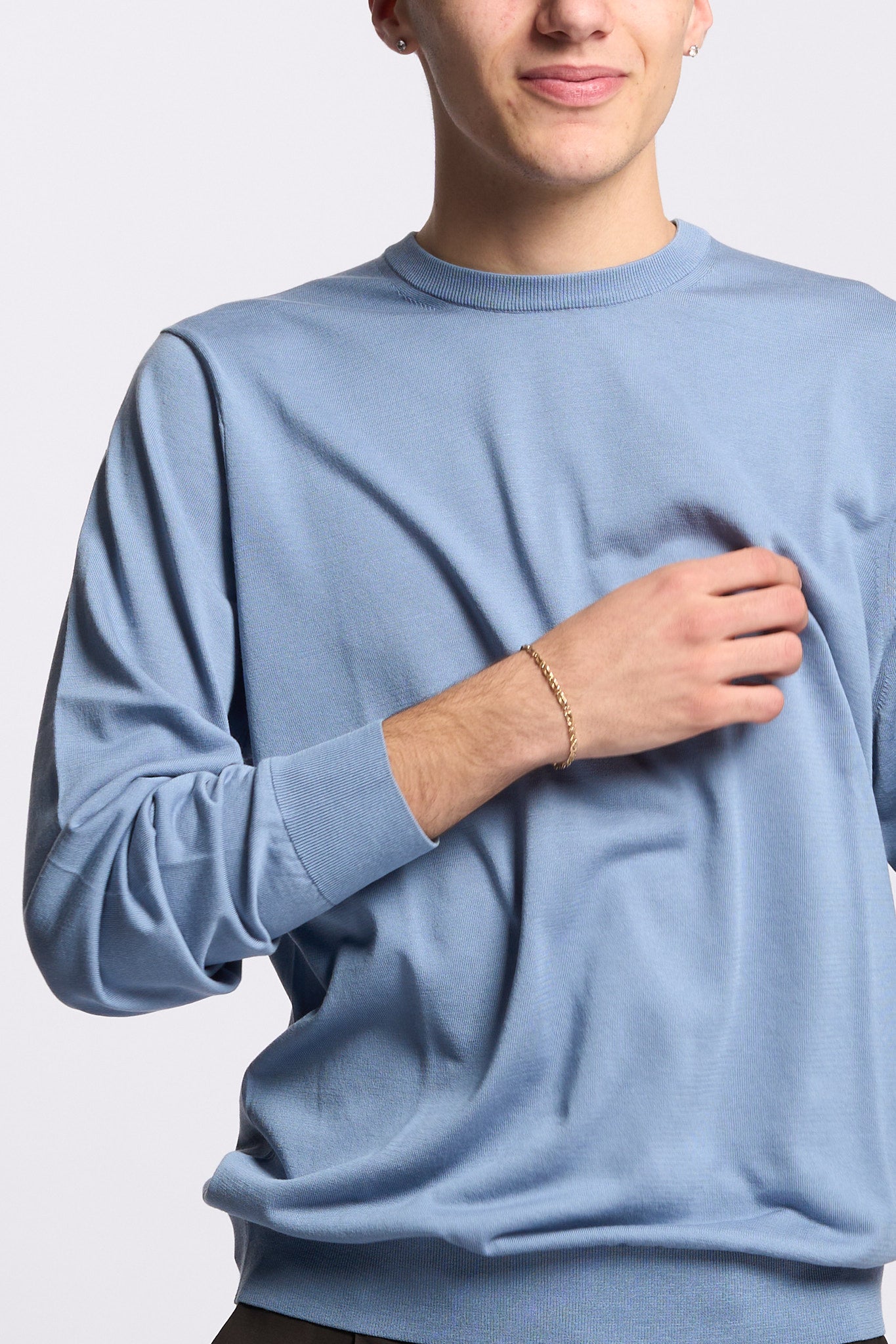 Claq Maglia Cotone e Seta Carta da Zucchero Uomo-5