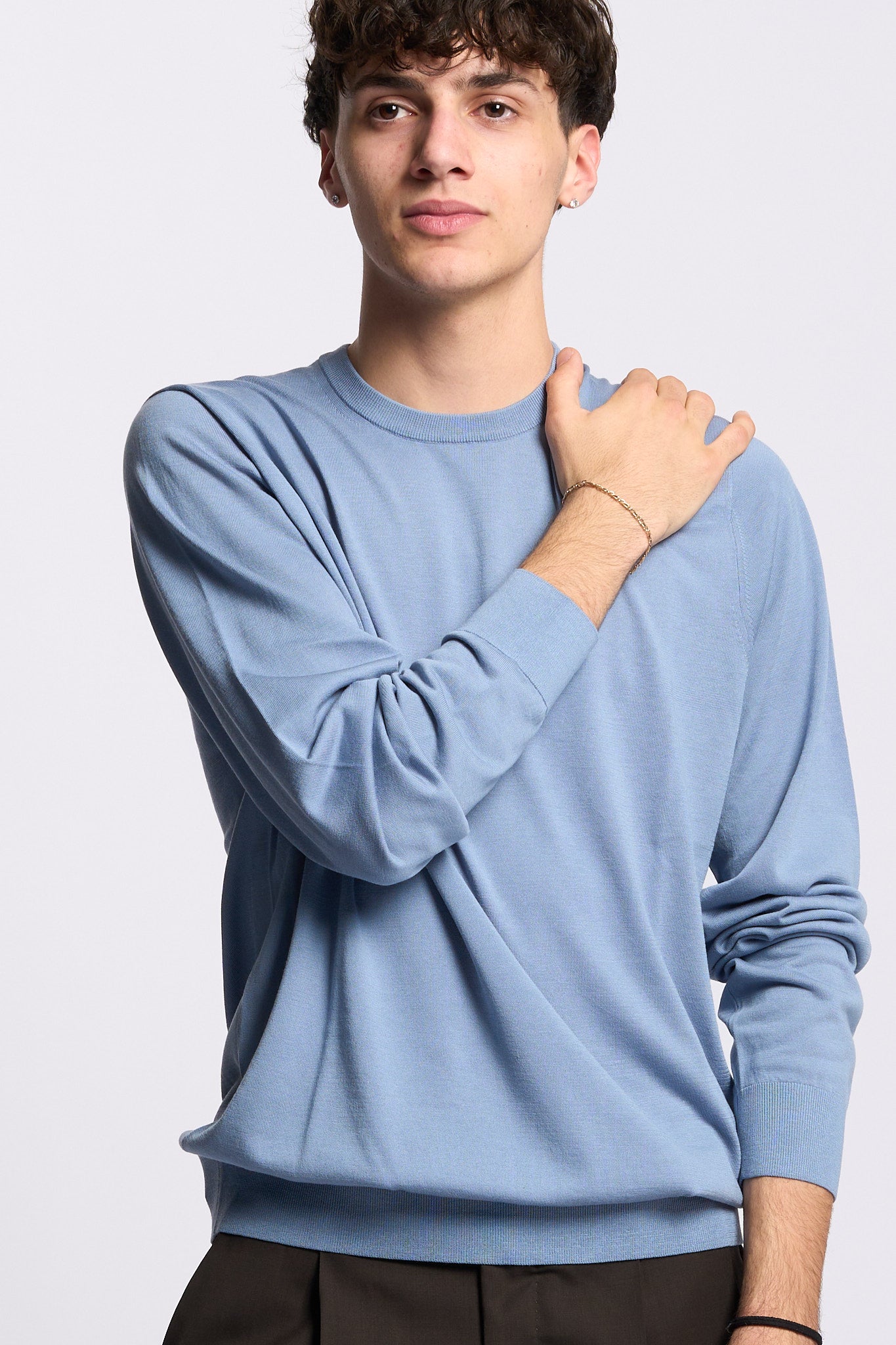 Claq Maglia Cotone e Seta Carta da Zucchero Uomo-6