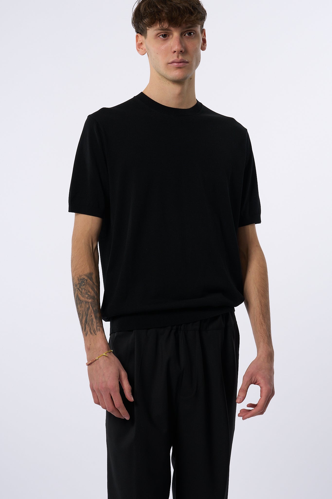 Claq Maglia Misto Seta Nero Uomo-3