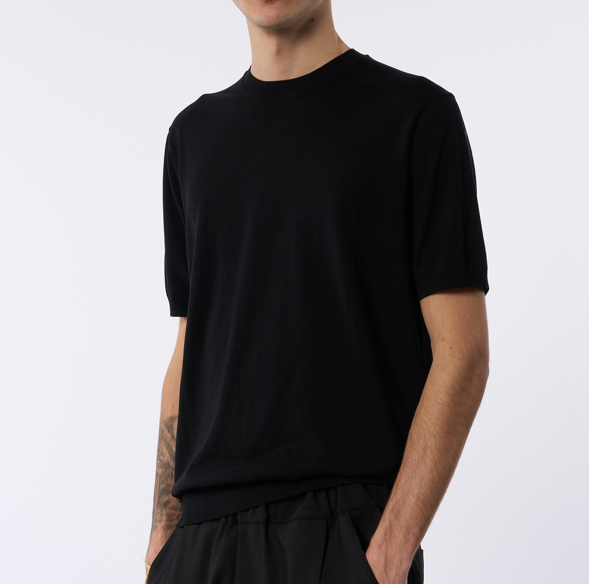 Claq Maglia Misto Seta Nero Uomo-8