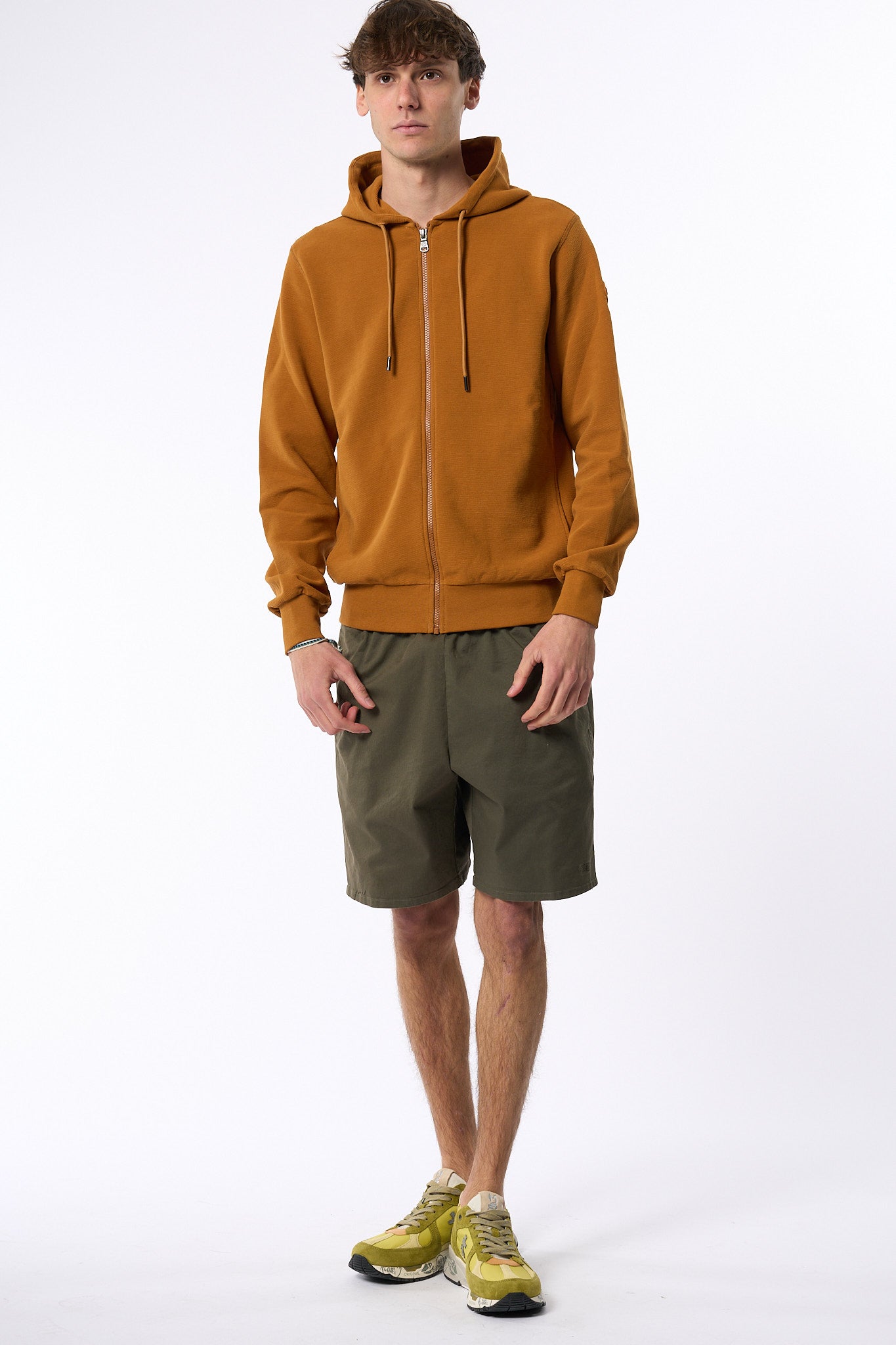 Colmar Originals Felpa Full Zip Con Cappuccio Senape Uomo-3