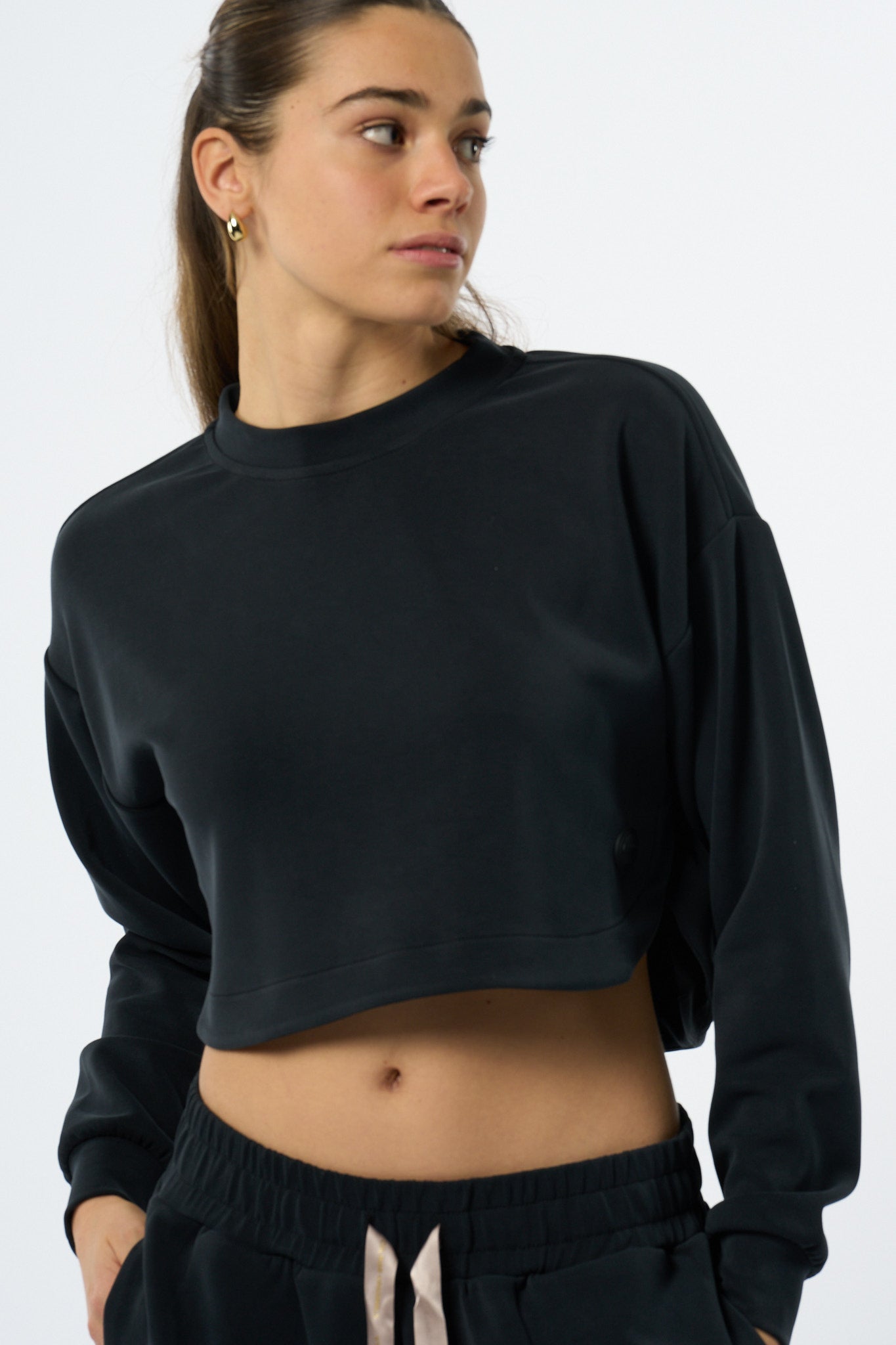 Colmar Originals Felpa Girocollo Crop Nero Donna-2