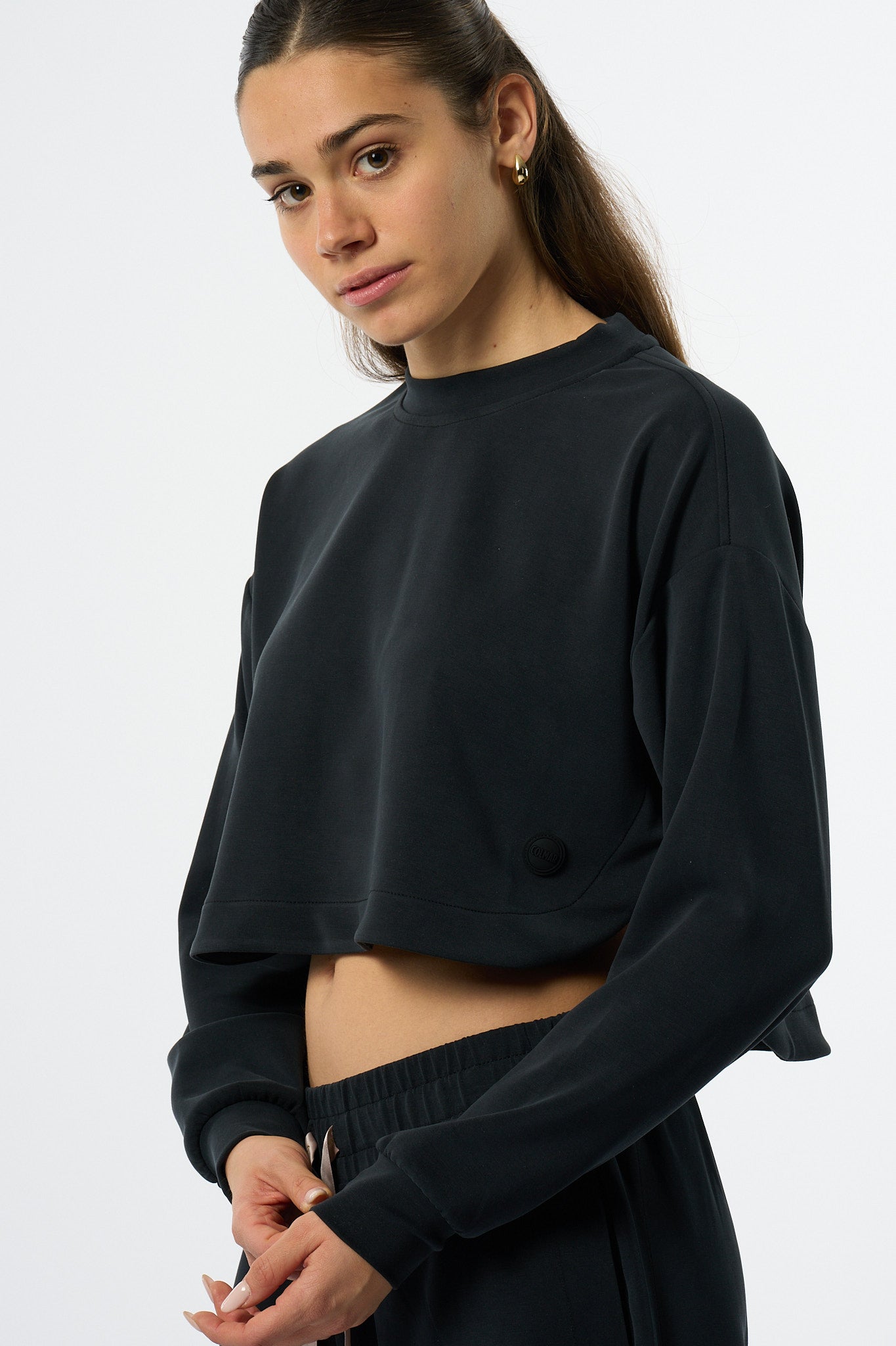 Colmar Originals Felpa Girocollo Crop Nero Donna-5