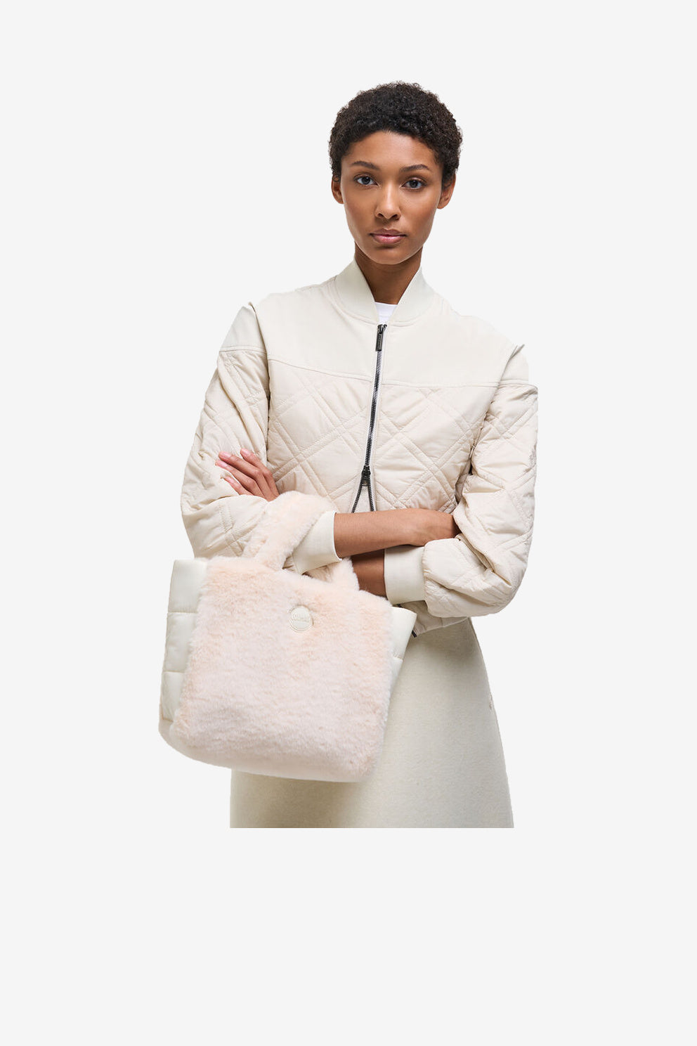 Colmar originals Borsa Eco Pelliccia Panna Donna-3