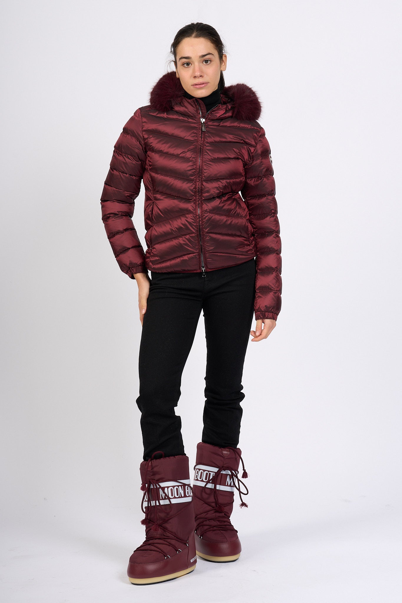 Colmar originals Piumino Corto Cappuccio Bordeaux Donna-2