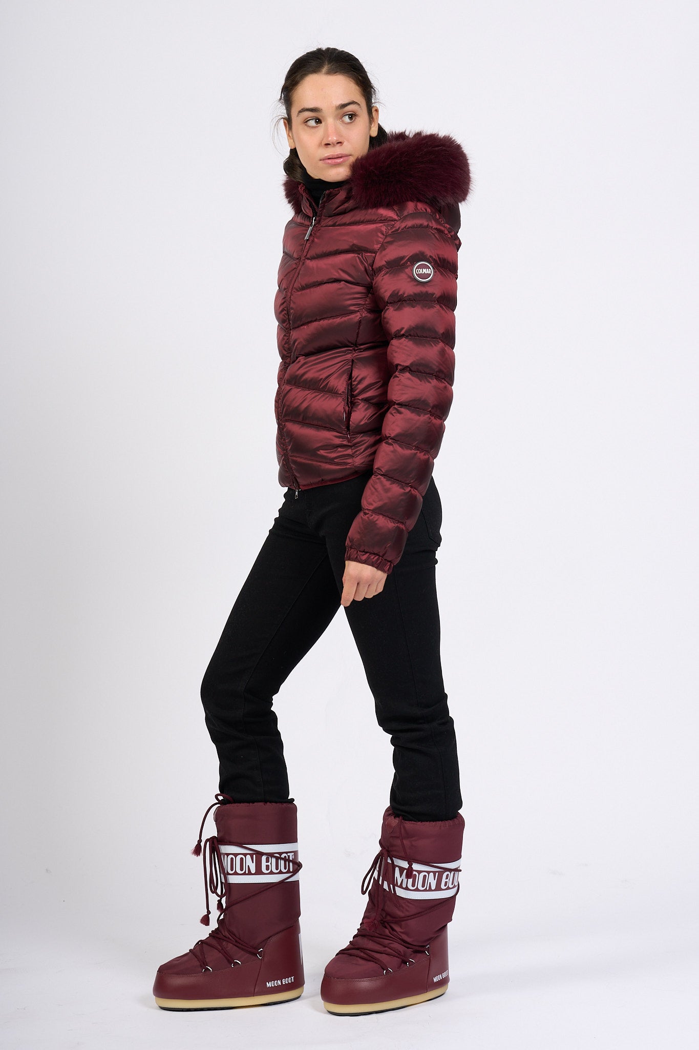 Colmar originals Piumino Corto Cappuccio Bordeaux Donna-7