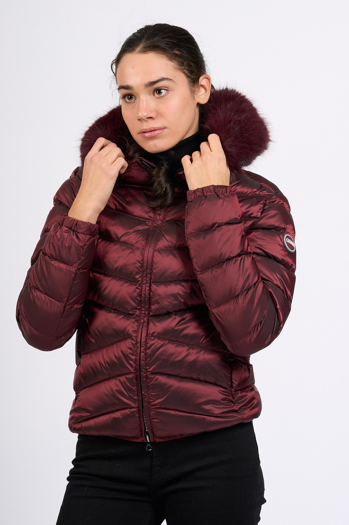 Colmar originals Piumino Corto Cappuccio Bordeaux Donna-3