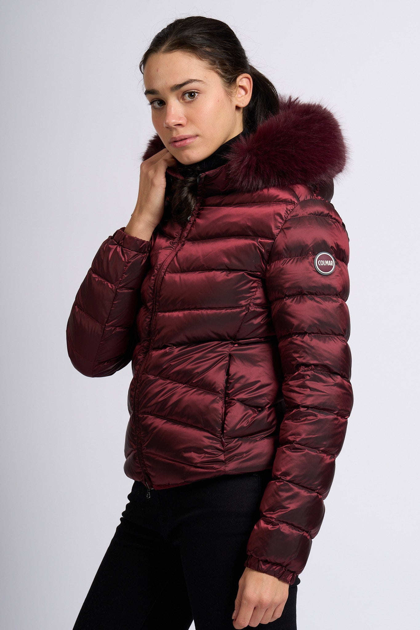 Colmar originals Piumino Corto Cappuccio Bordeaux Donna-1