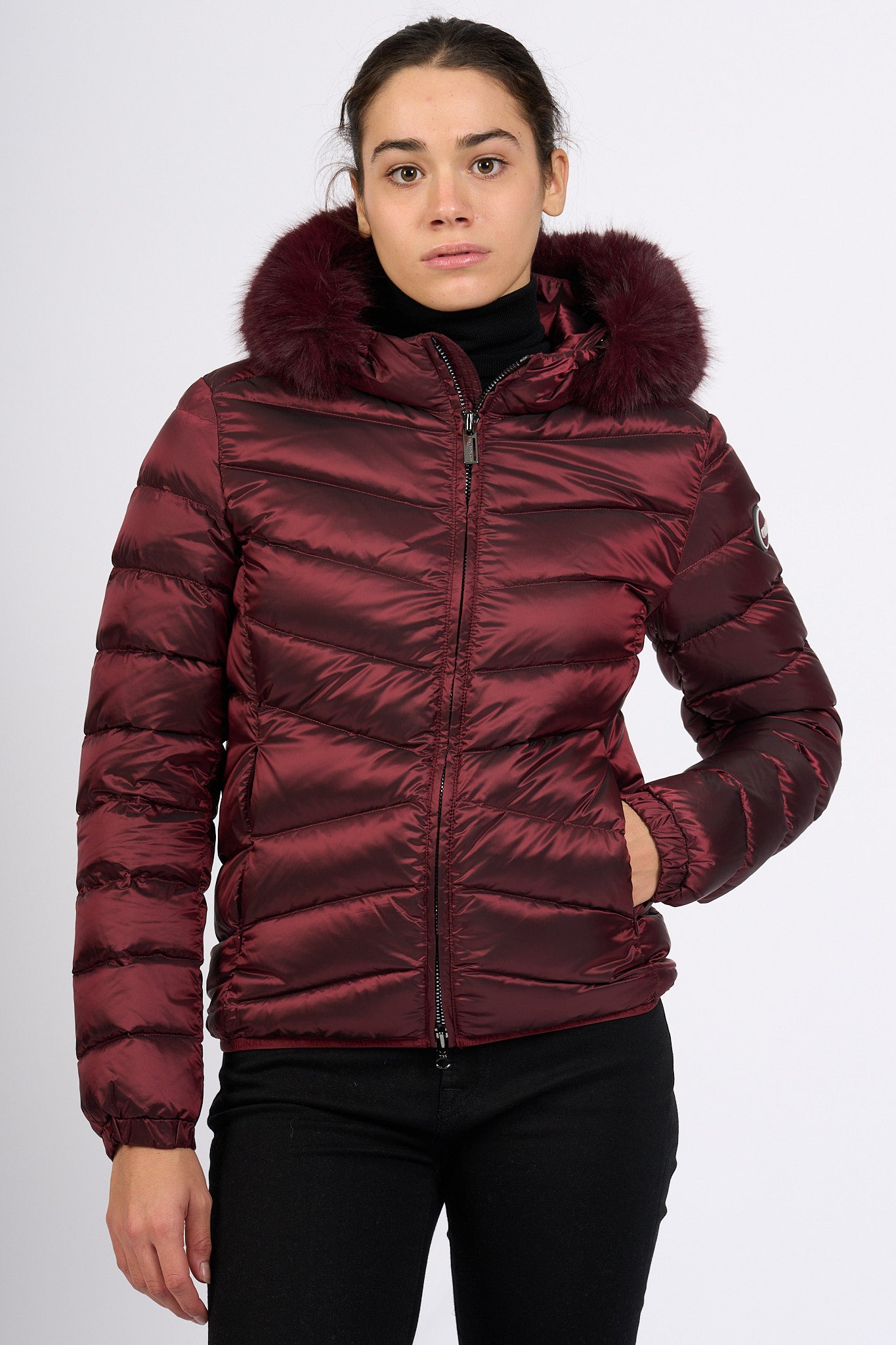 Colmar originals Piumino Corto Cappuccio Bordeaux Donna-5