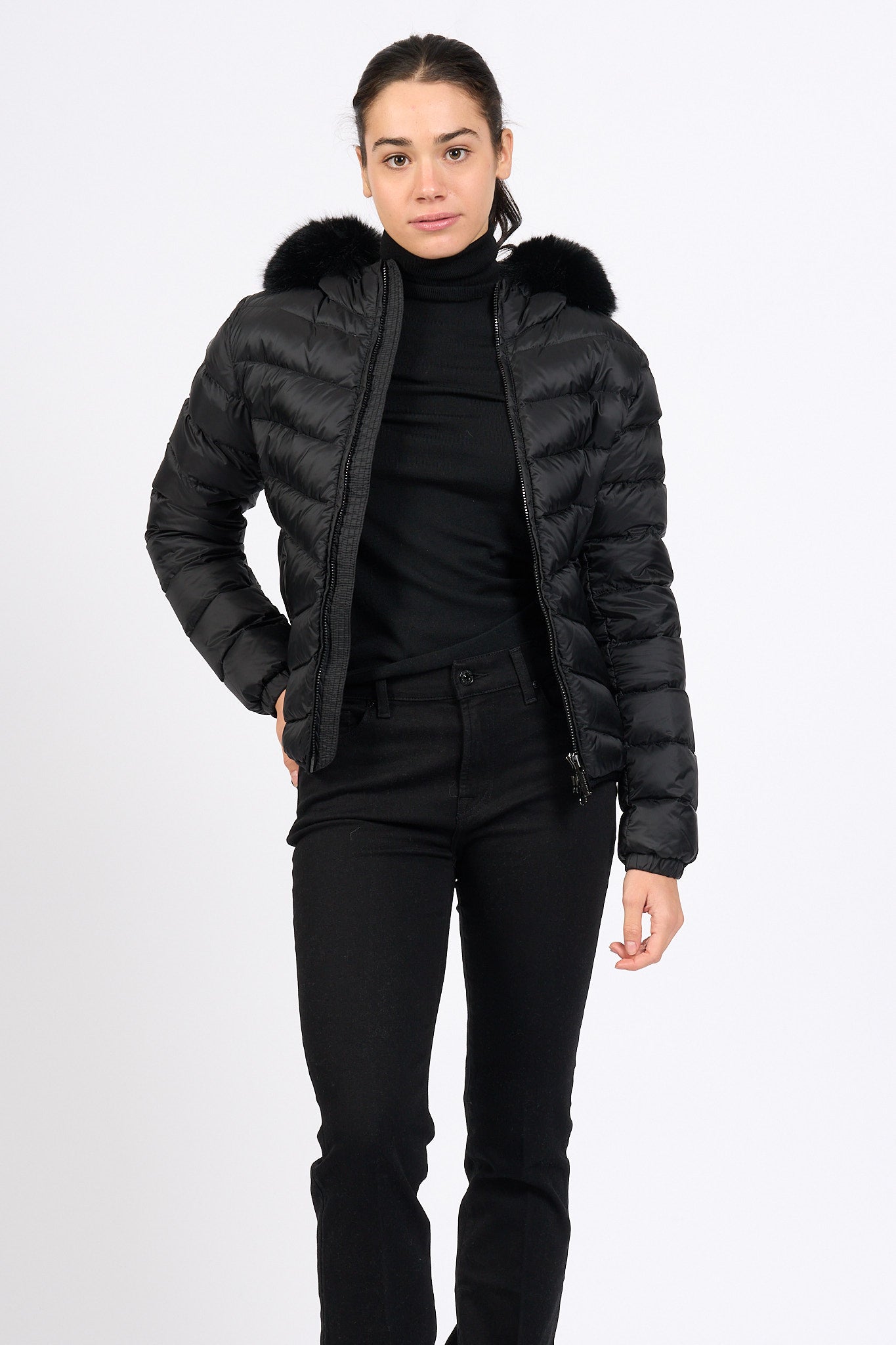 Colmar originals Piumino Corto Cappuccio Nero Donna-3