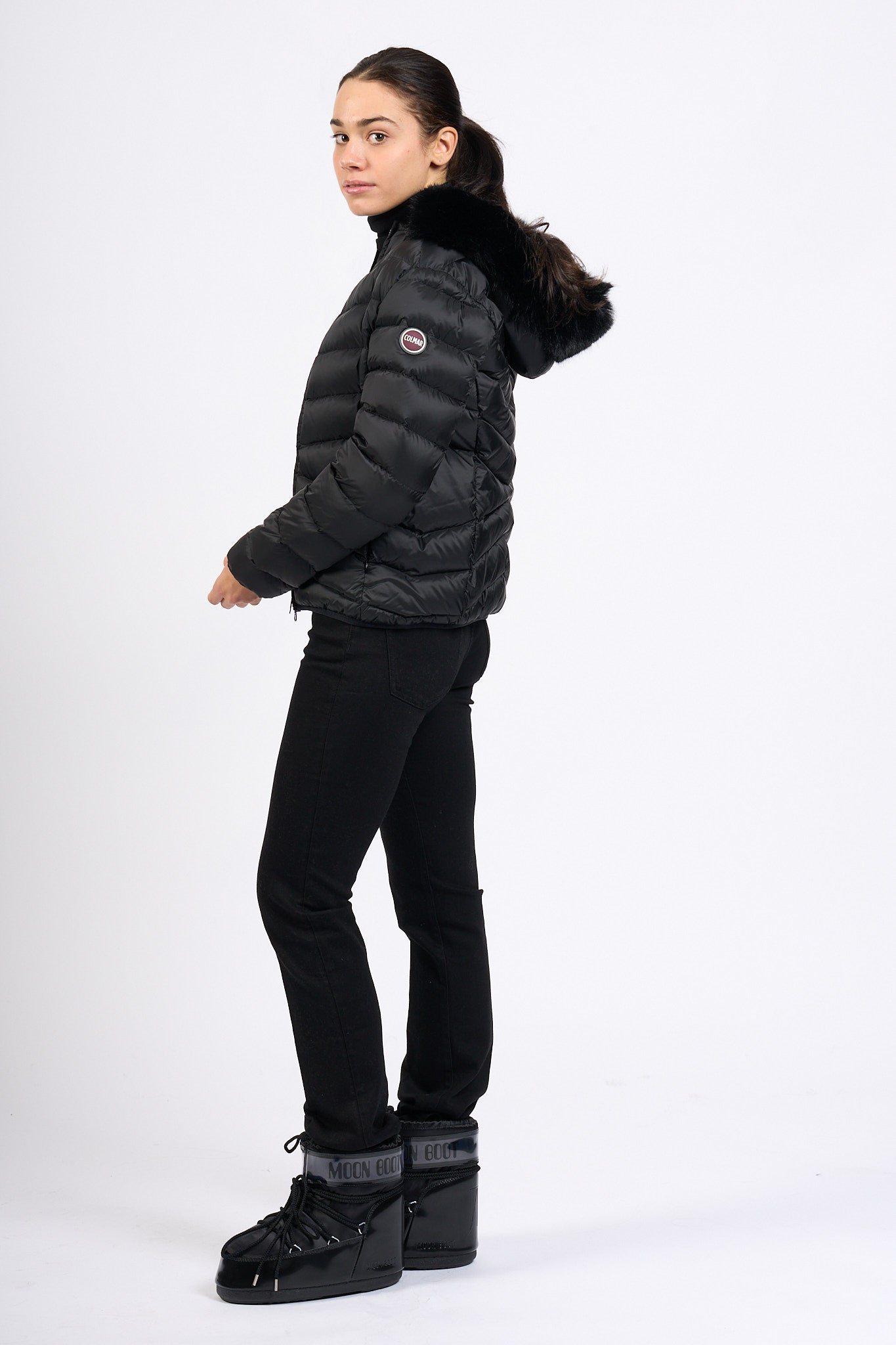 Colmar originals Piumino Corto Cappuccio Nero Donna-4