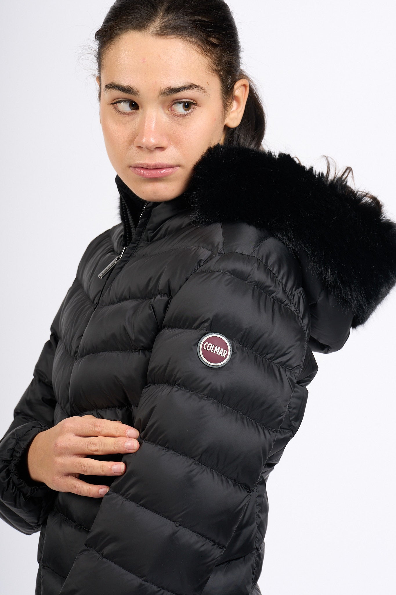 Colmar originals Piumino Corto Cappuccio Nero Donna-2