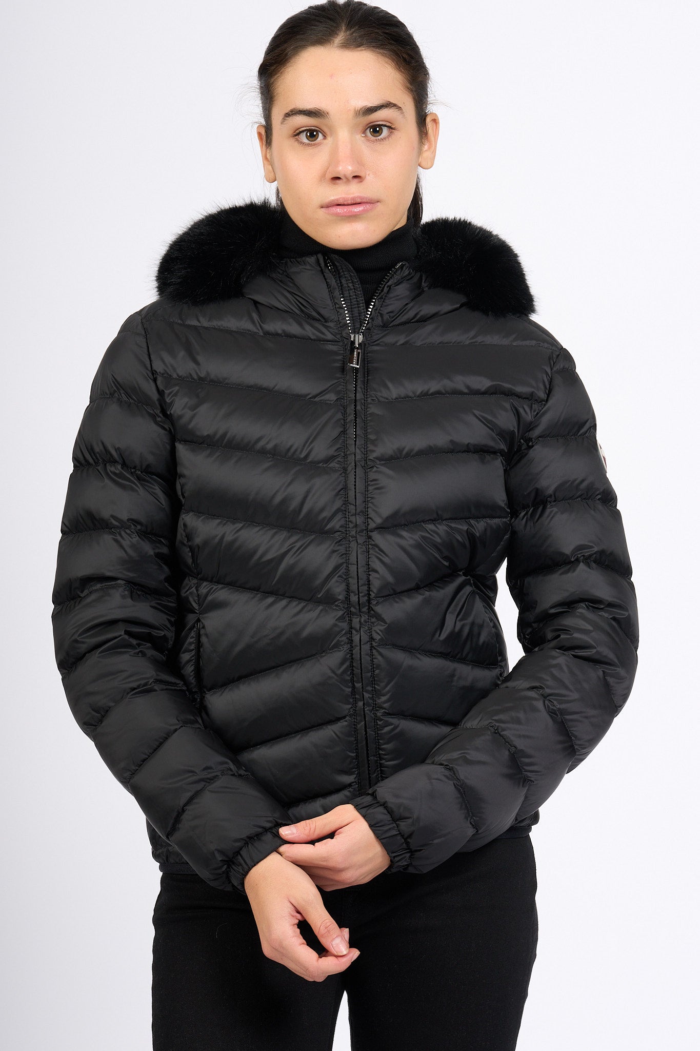 Colmar originals Piumino Corto Cappuccio Nero Donna-7