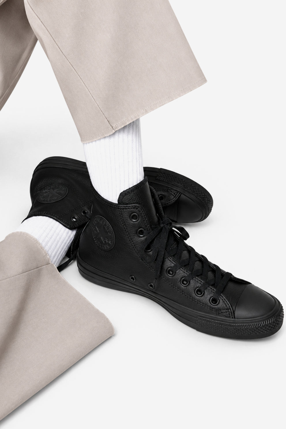 Converse Chuck Taylor All Star in pelle nero uomo-3