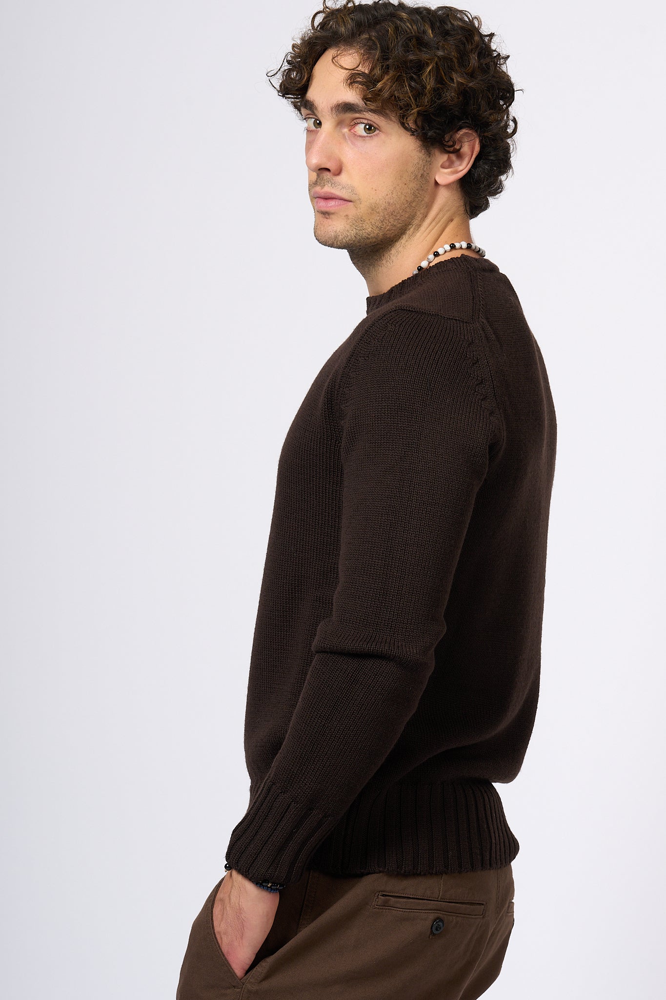 Customer Lovers Men's Brown Crewneck Sweater-4