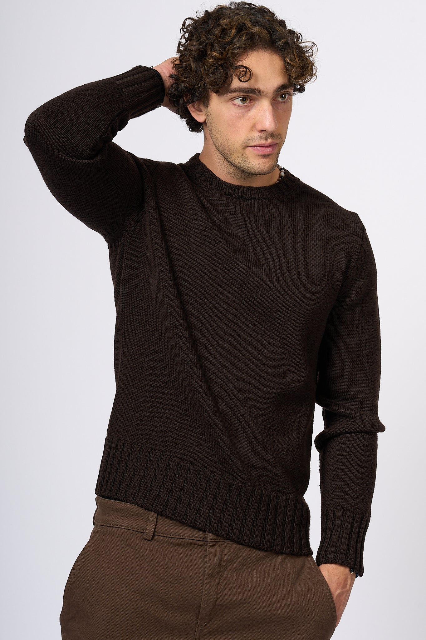 Customer Lovers Men's Brown Crewneck Sweater-5