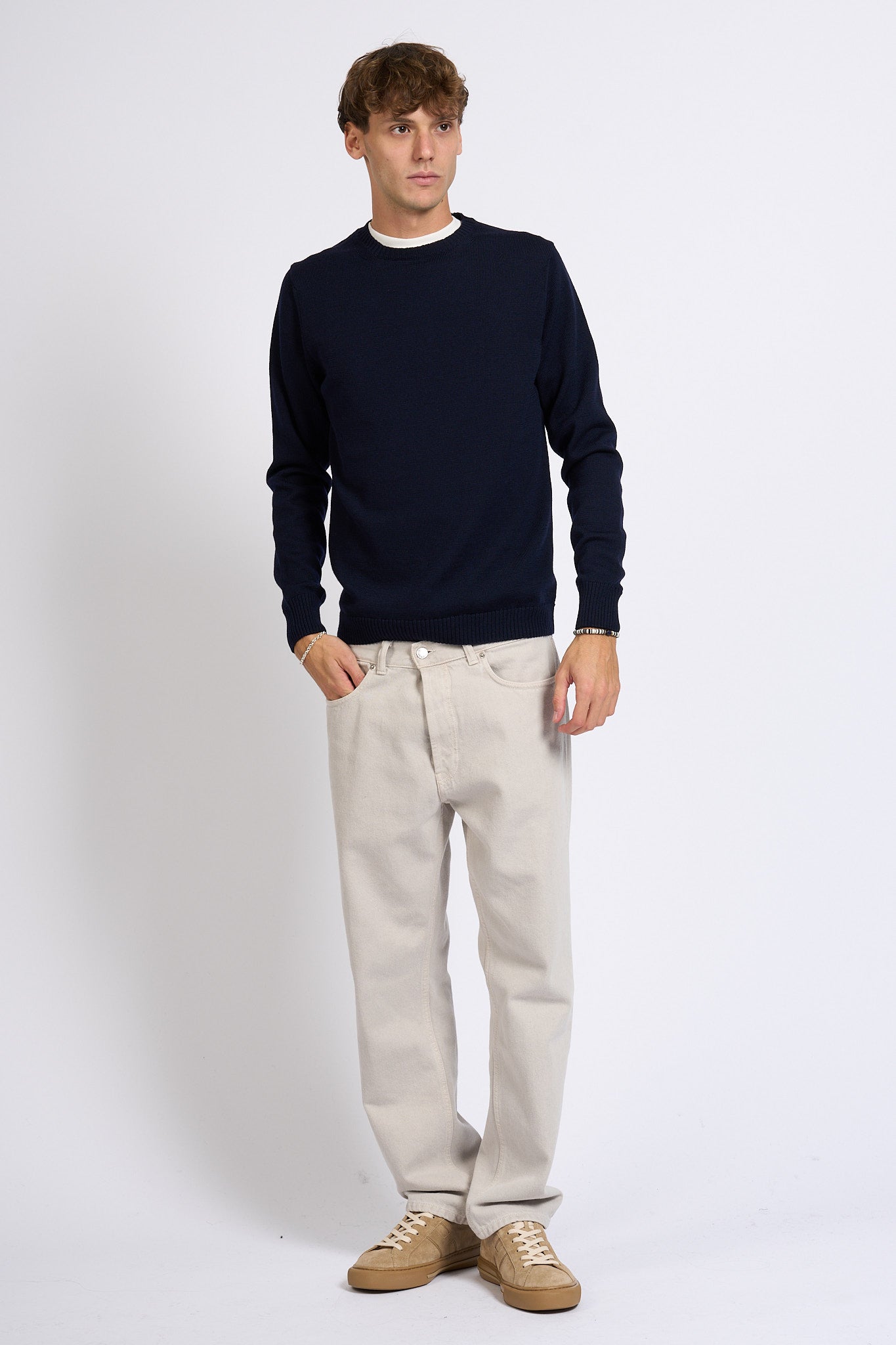 Customer lovers Maglia Giro Merino Blu Uomo-3